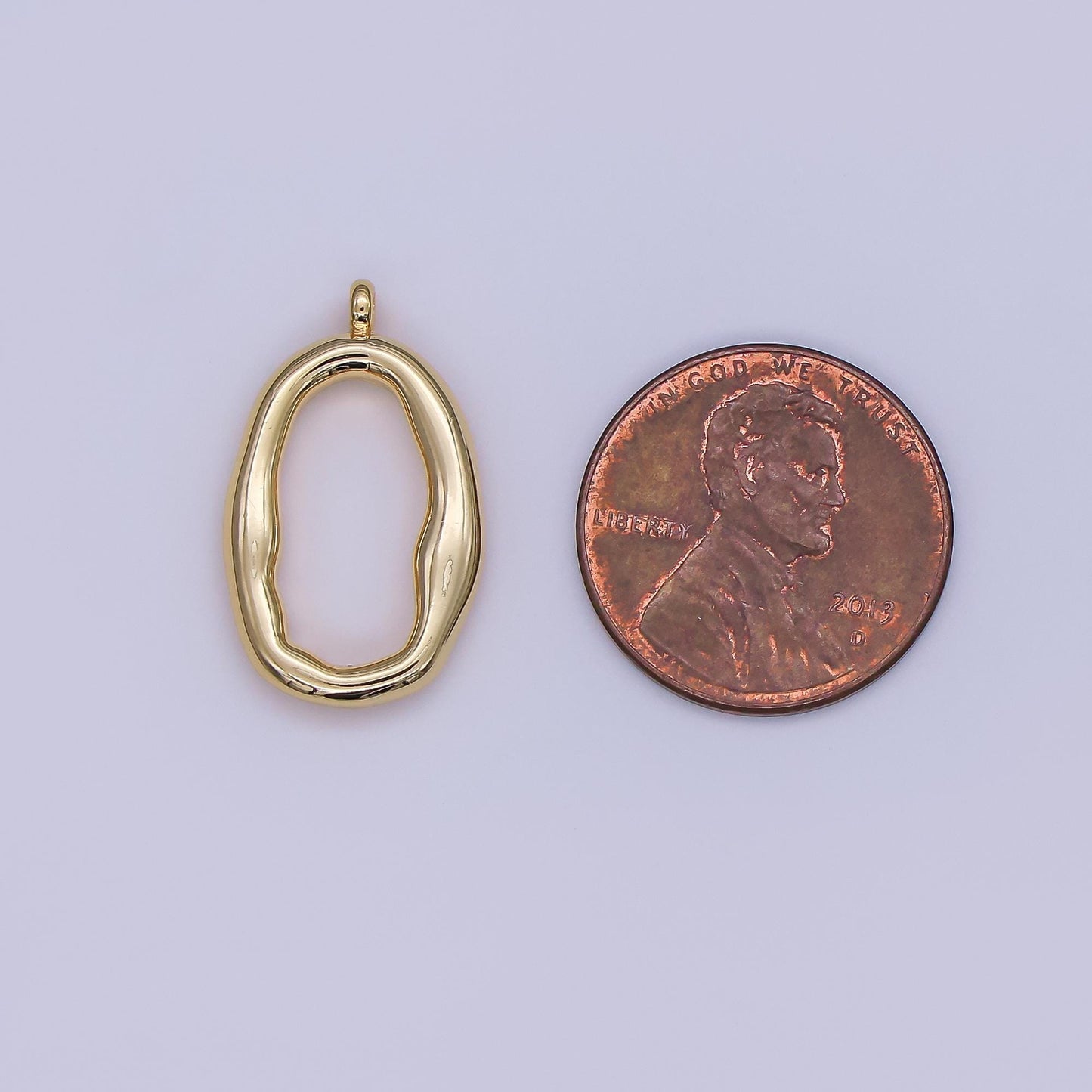 24K Gold Filled Geometric Molten Oblong Charm | M141