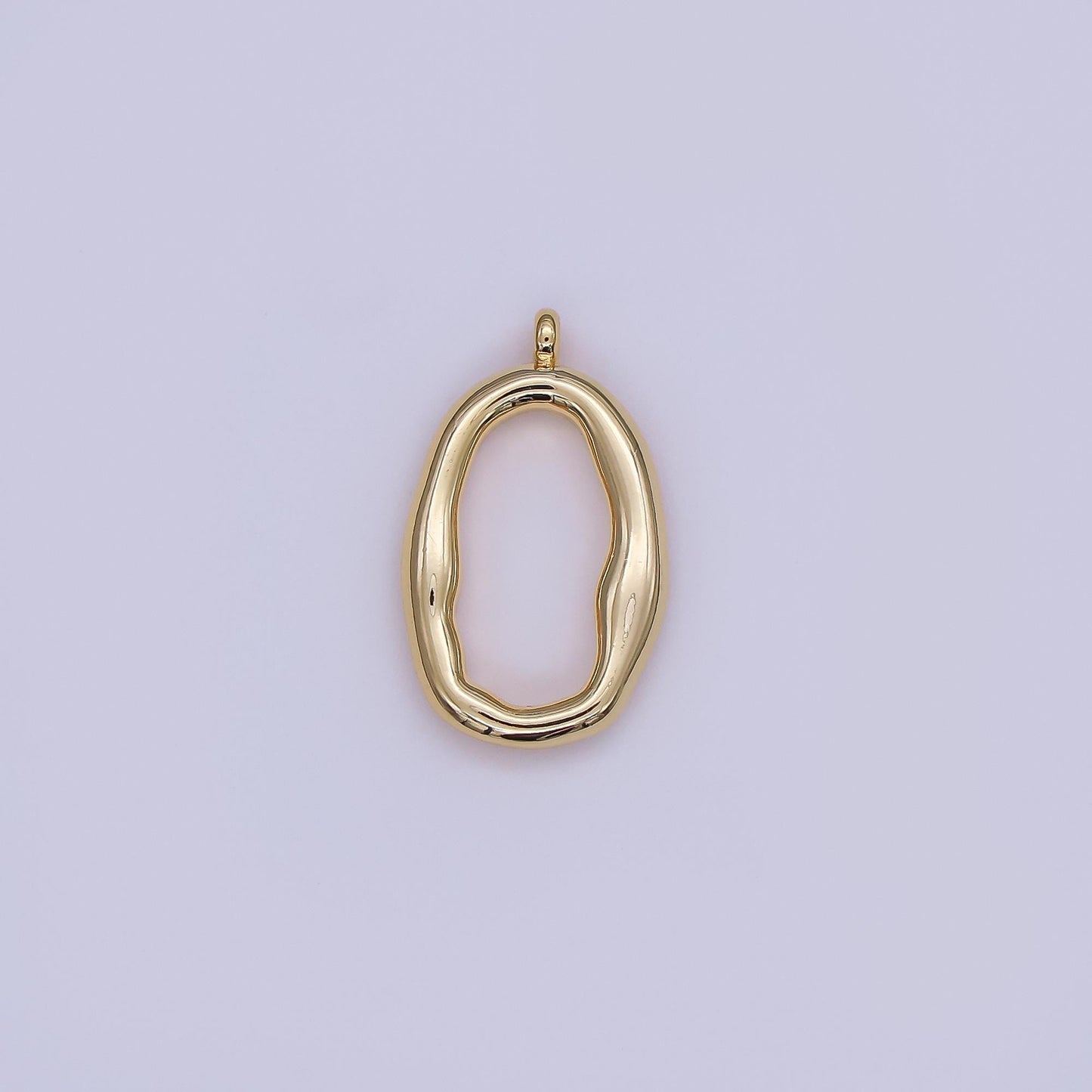 24K Gold Filled Geometric Molten Oblong Charm | M141