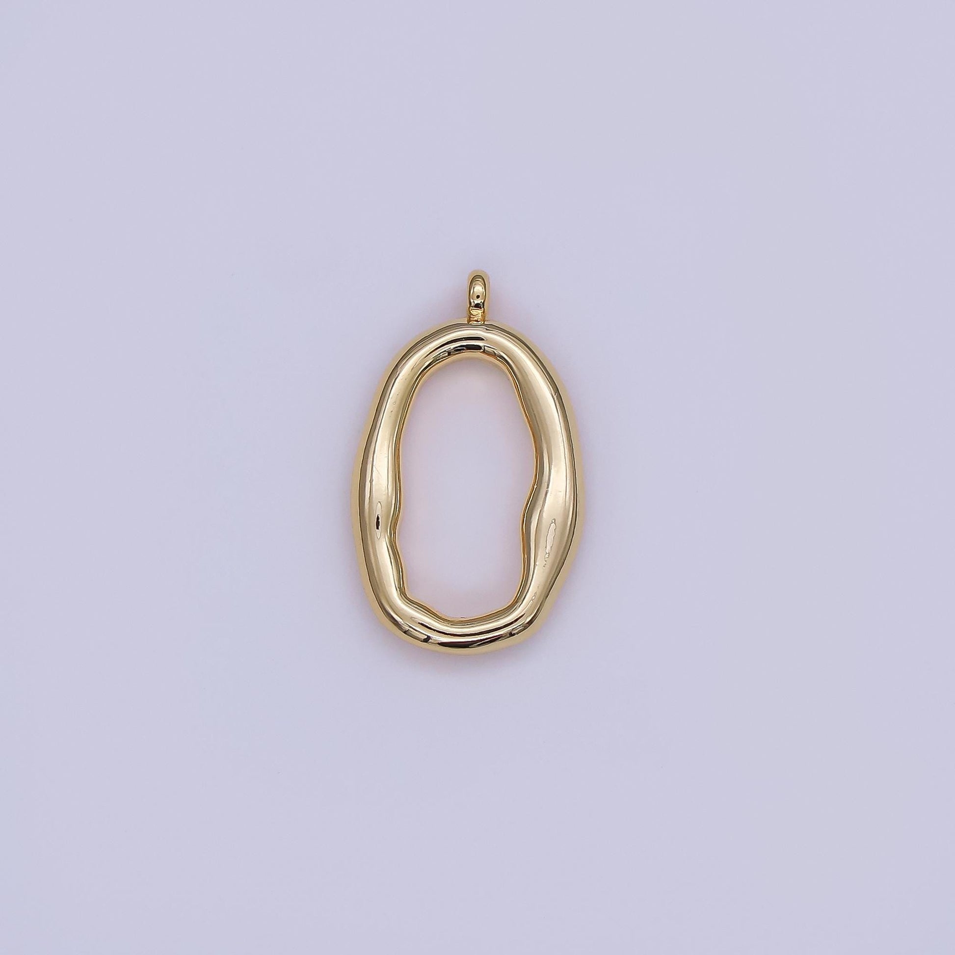 24K Gold Filled Geometric Molten Oblong Charm | M141