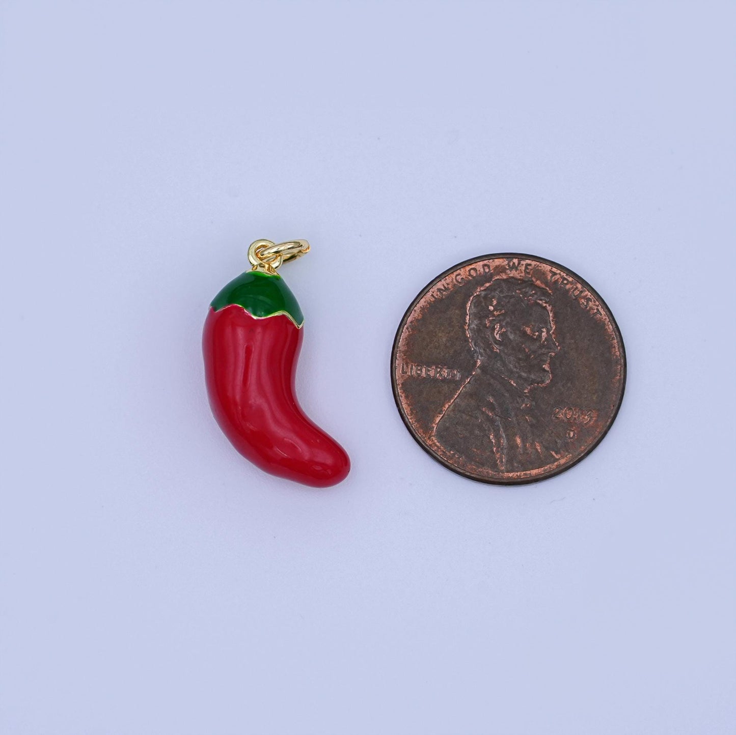 24K Gold Filled 20mm Red Enamel Chili Fresno Charm | X119
