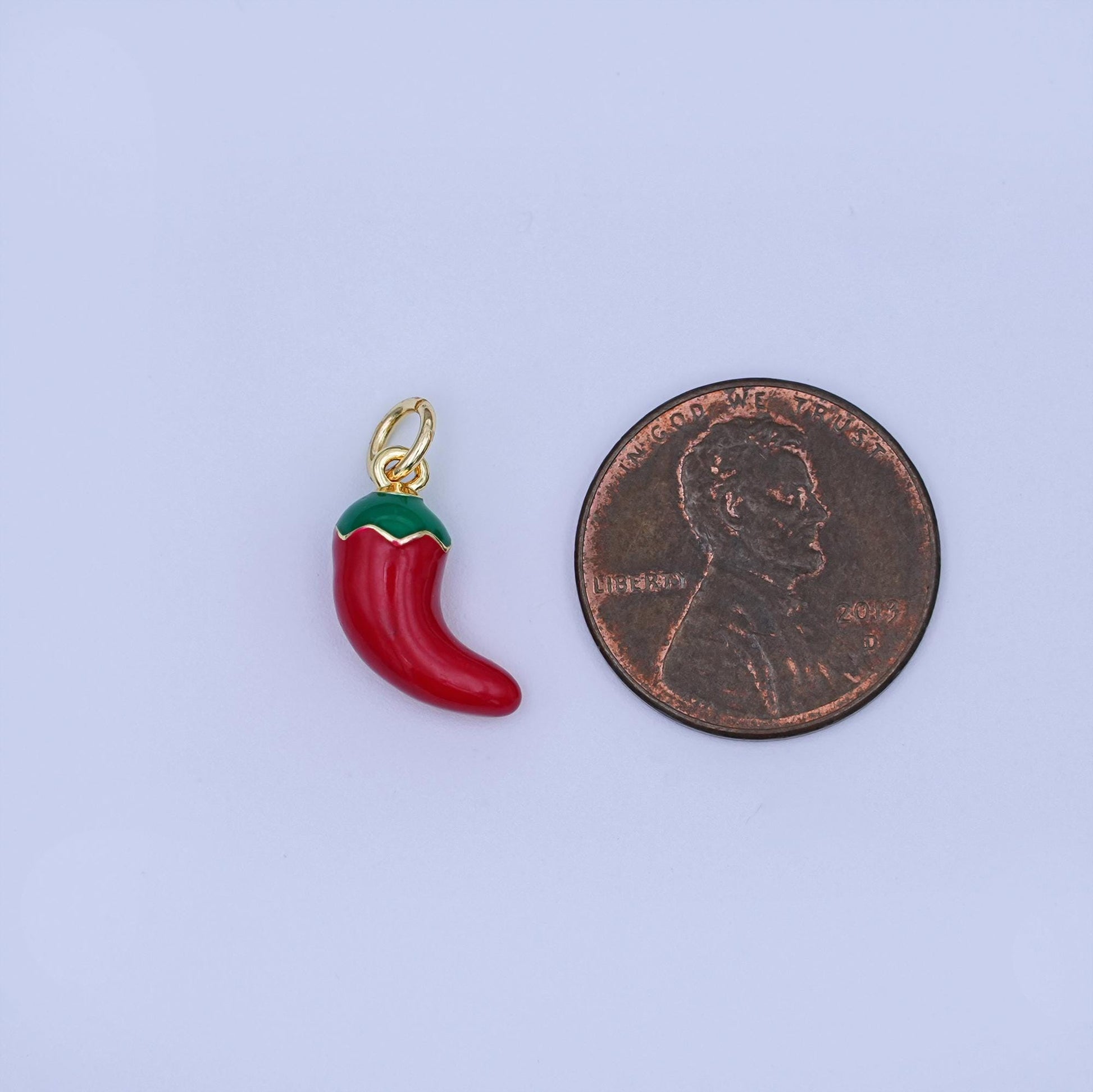 24K Gold Filled 14mm Red Enamel Chili Fresno Charm | X117