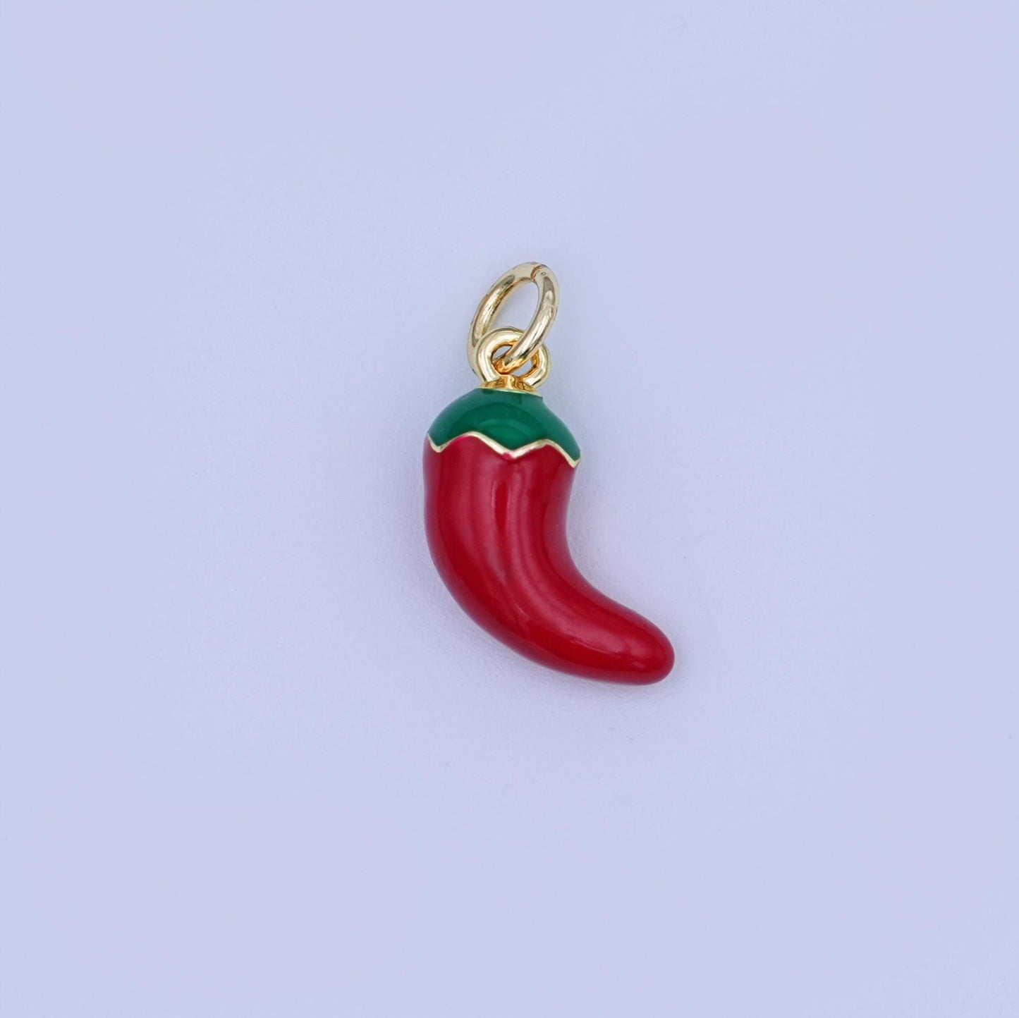 24K Gold Filled 14mm Red Enamel Chili Fresno Charm | X117