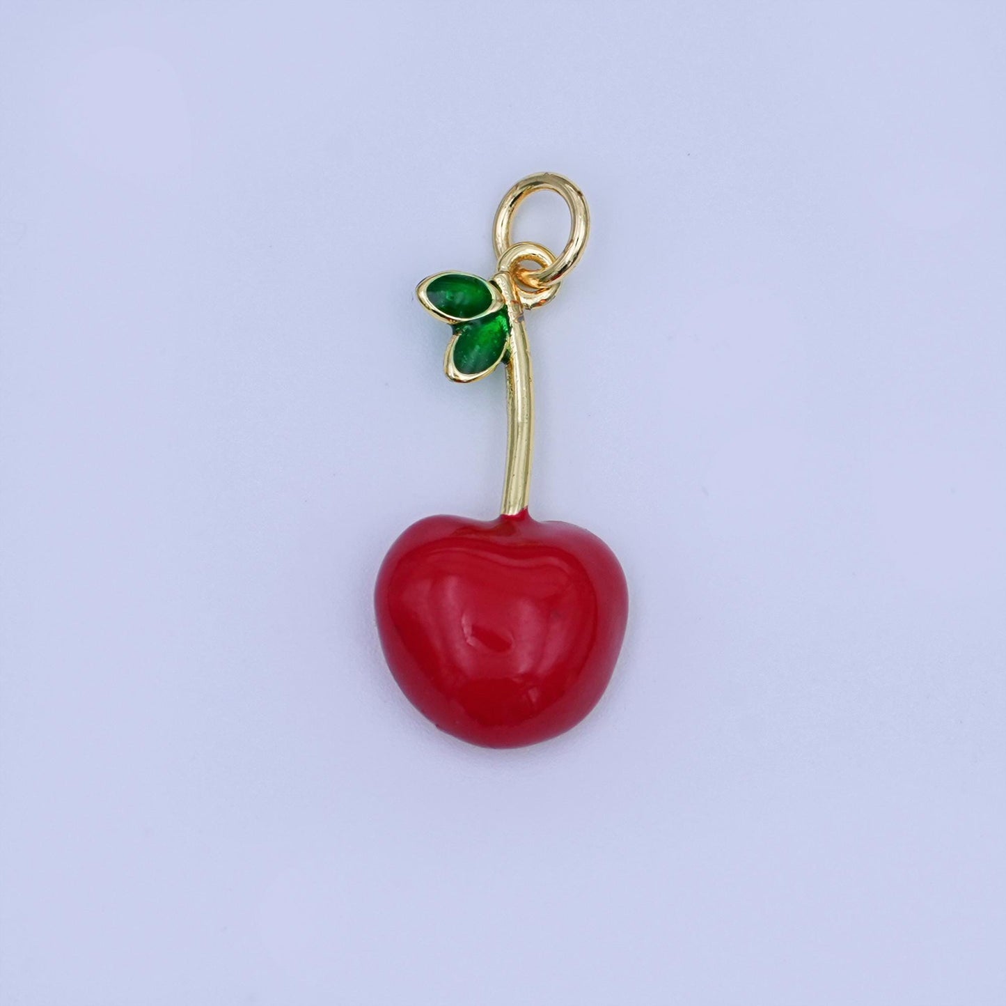 24K Gold Filled Red CZ Cherry Fruit Charm in Gold & Silver | X142