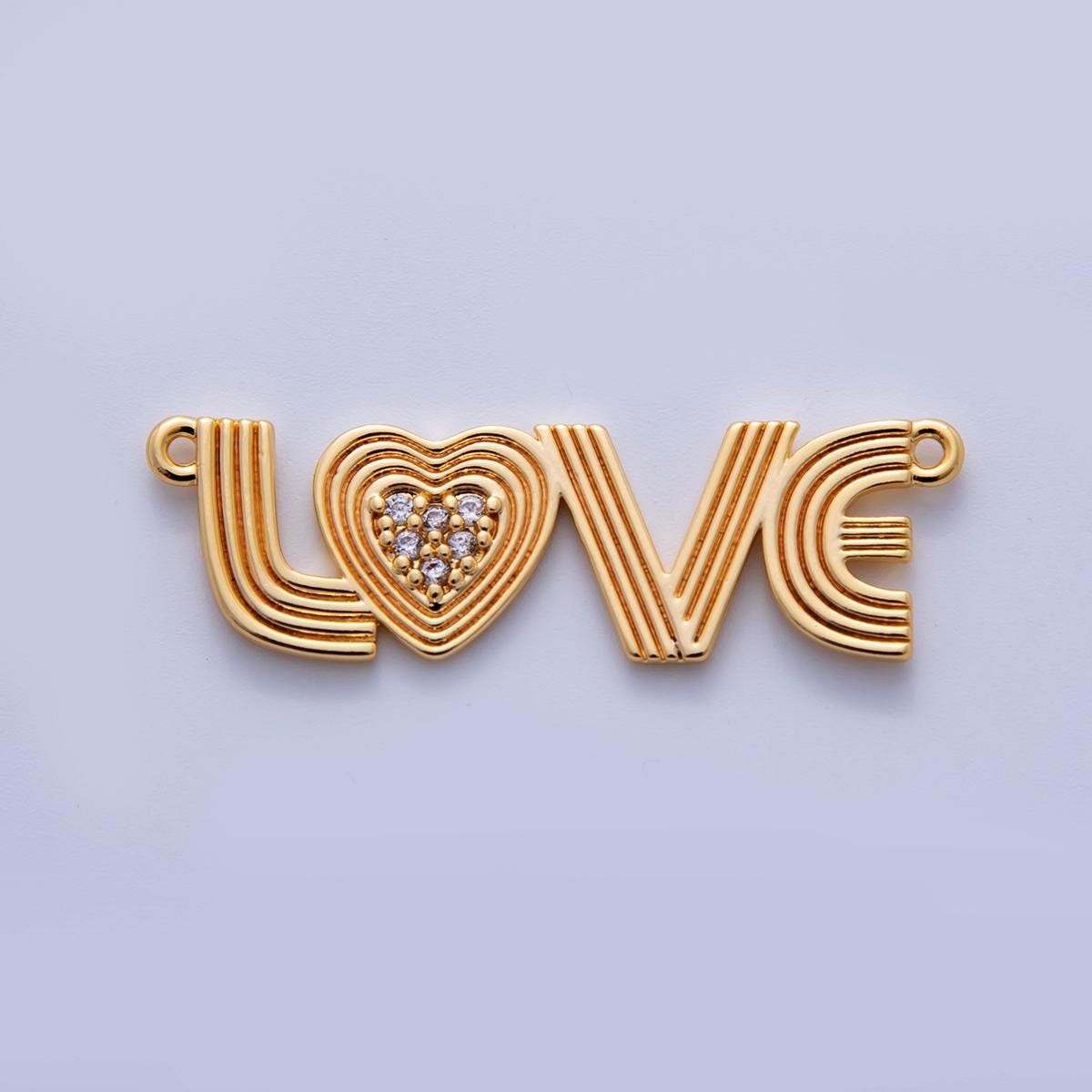 Dainty Retro Love charm connector, 18k gold filled Groovy Love script link connector for Necklace Component | Y-031