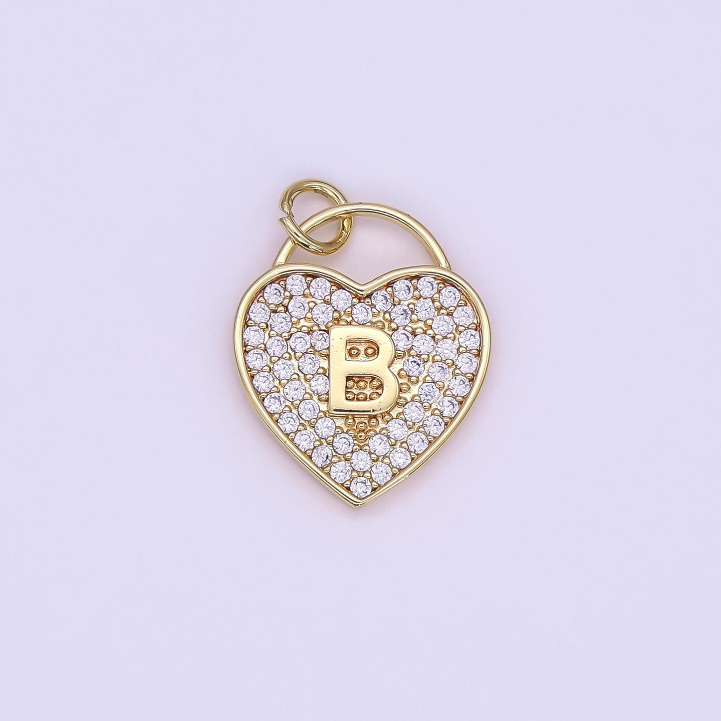 Dainty 24K Gold Filled Micro Pave Initial Letter Heart Pendant Alphabet Charm for Personalized Jewelry Making Supply | AF-001
