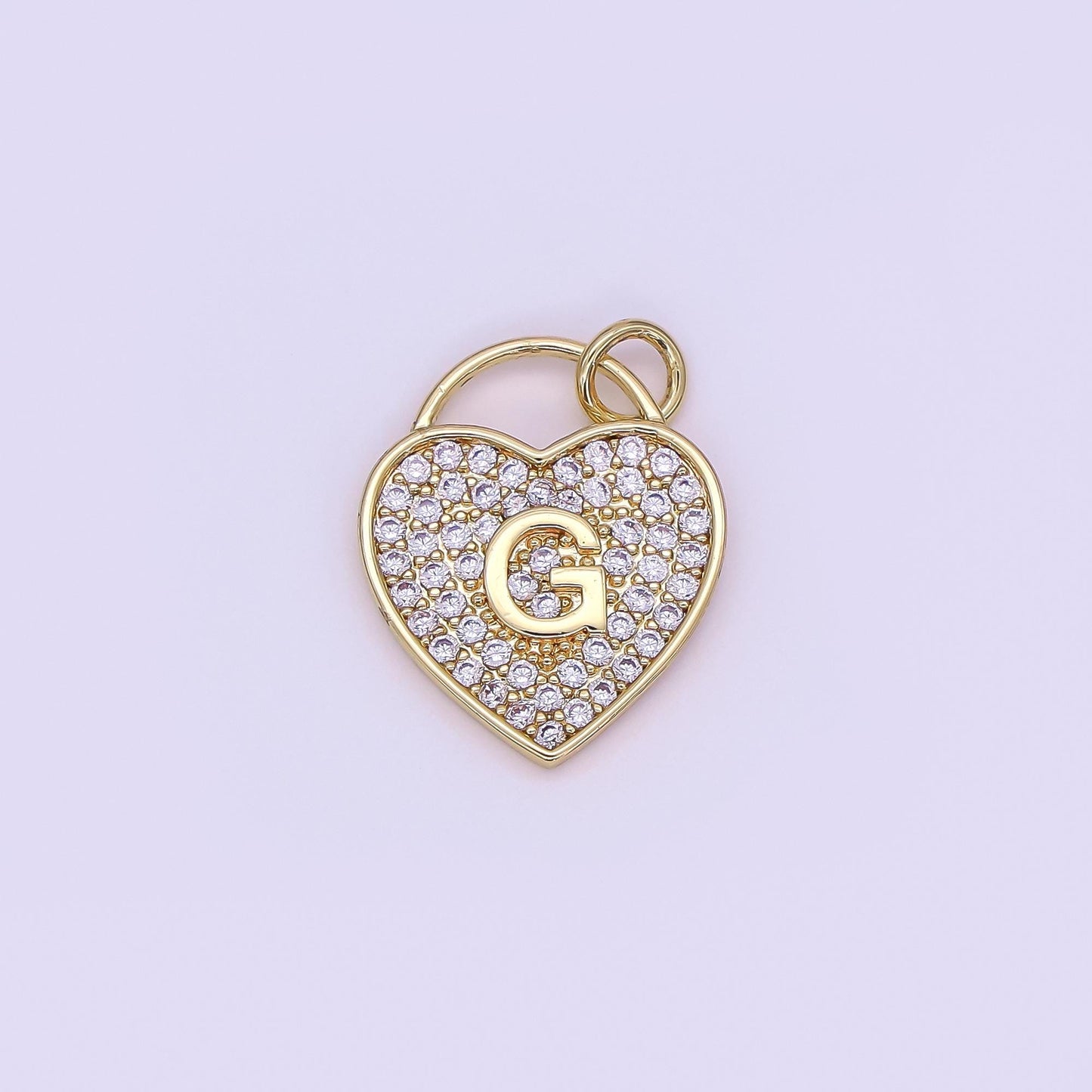 Dainty 24K Gold Filled Micro Pave Initial Letter Heart Pendant Alphabet Charm for Personalized Jewelry Making Supply | AF-001