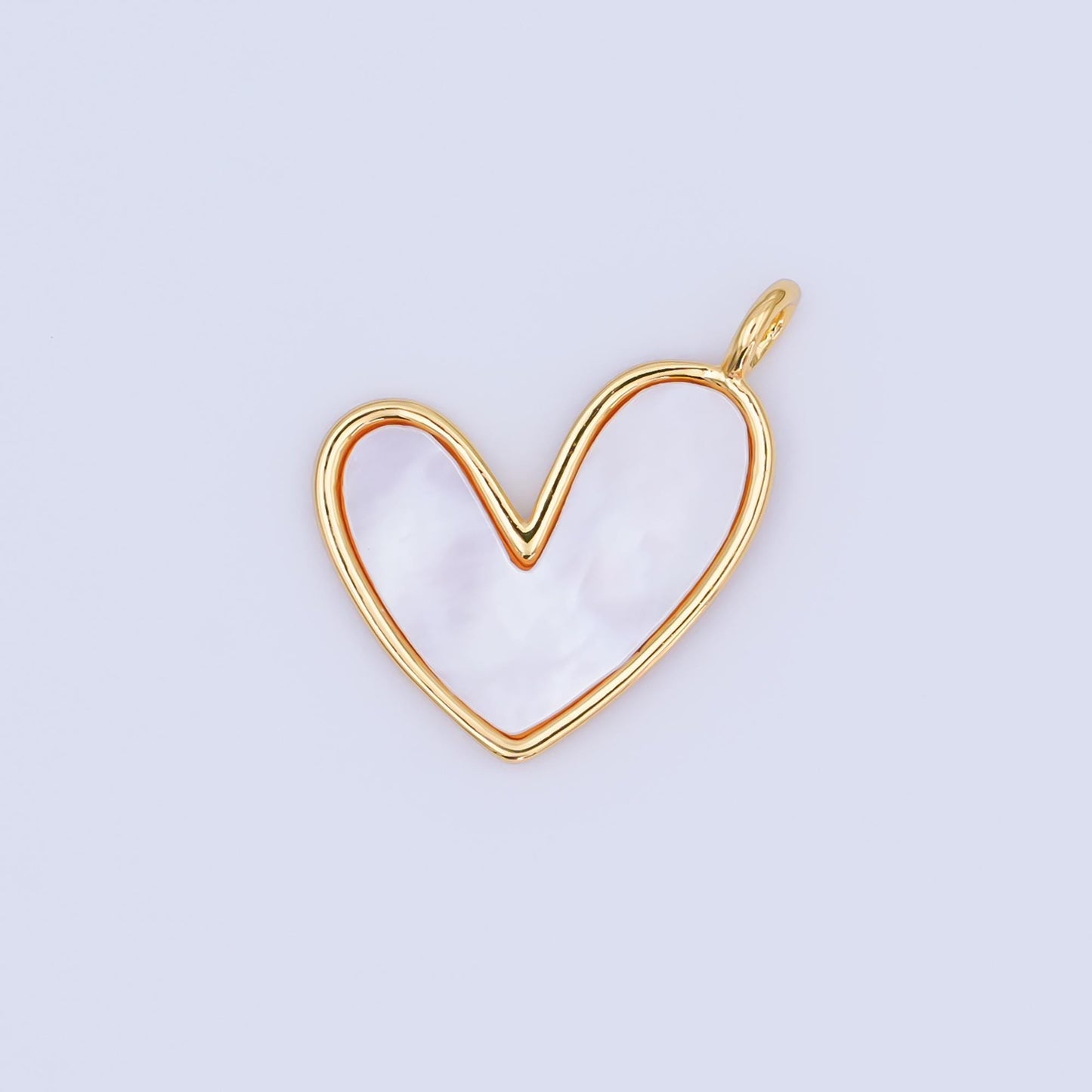 24K Gold Filled Shell Pearl Heart Pendant in Gold & Silver | M916