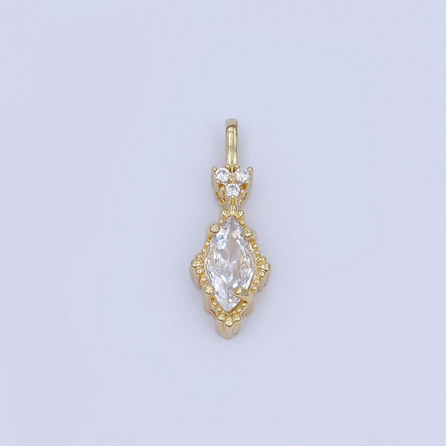 24K Gold Filled Pink, Purple, Clear, Green, Red Marquise Pendant | AH414 - AH416