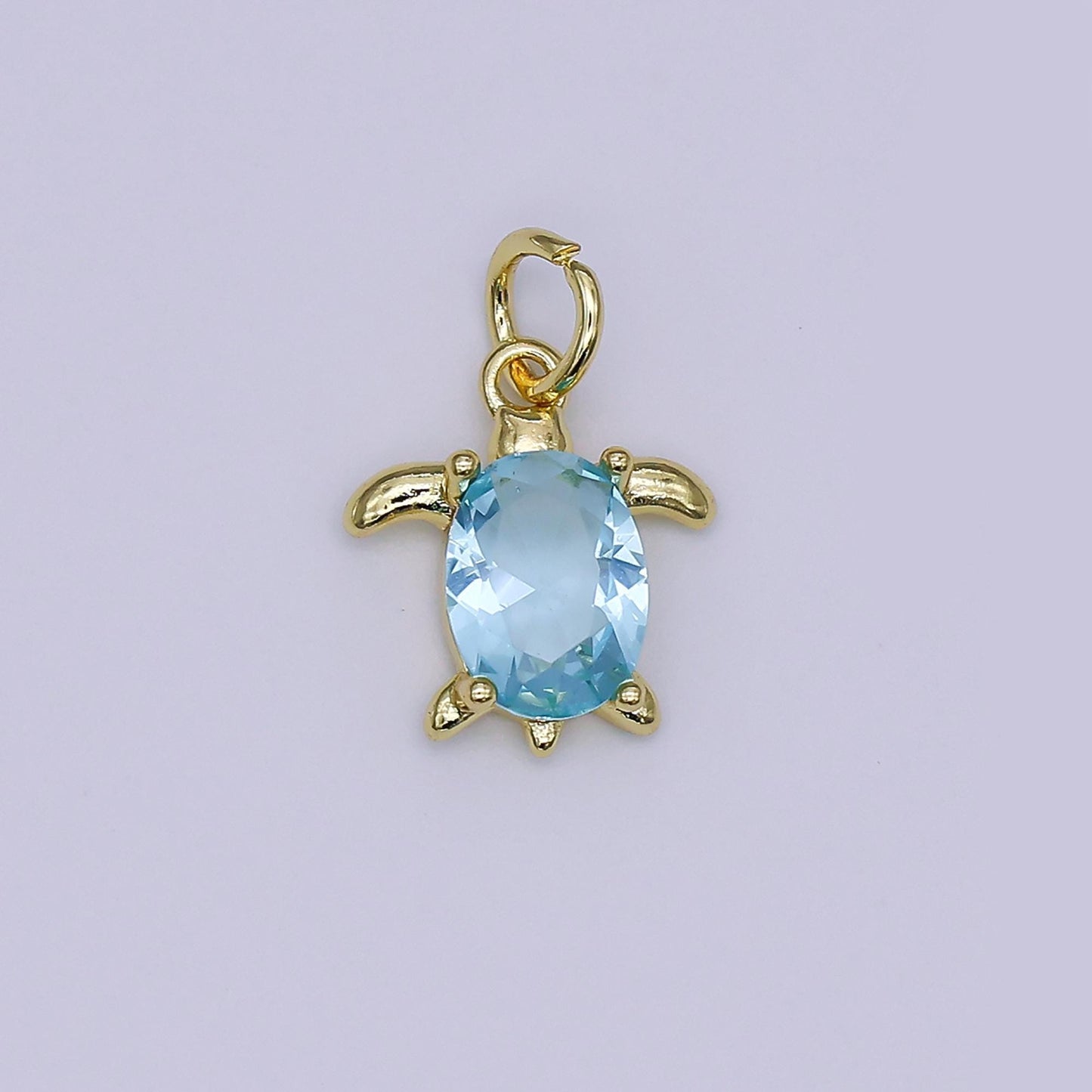 24K Gold Filled CZ Turtle Turquoise Animal Charm | X146 - X232