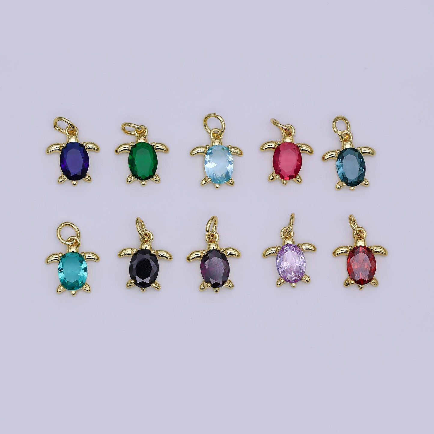 24K Gold Filled CZ Turtle Turquoise Animal Charm | X146 - X232