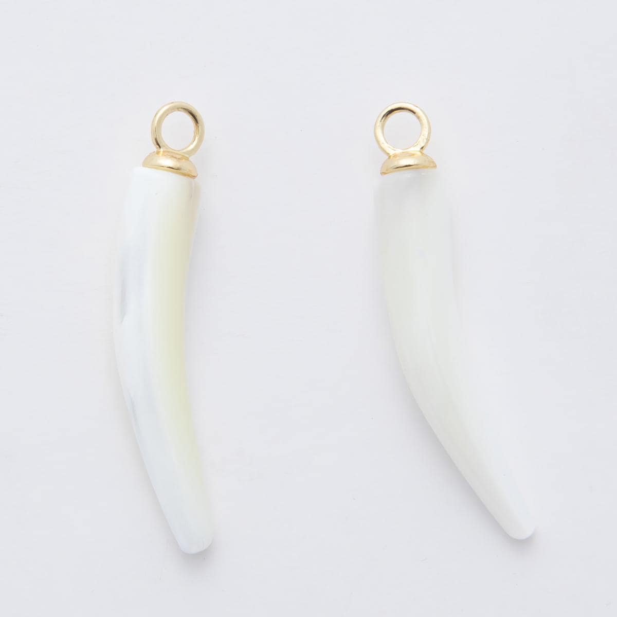 White Tusk Shell pearl charms white pearl drop pendants dainty charm necklace pendant 40mm pearl drop with bail AF-335