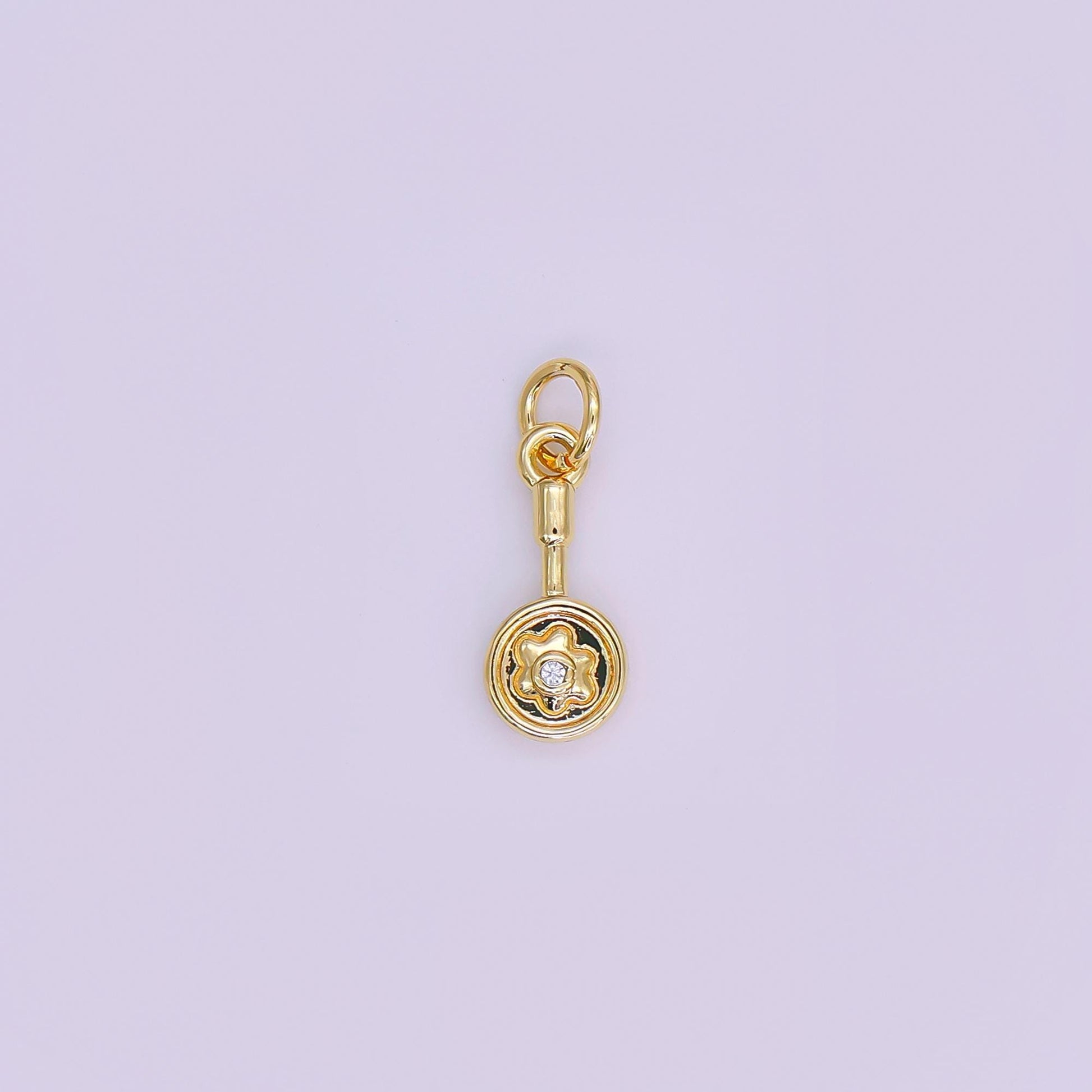 24K Gold Filled CZ Daisy Flower Handle Charm | H240