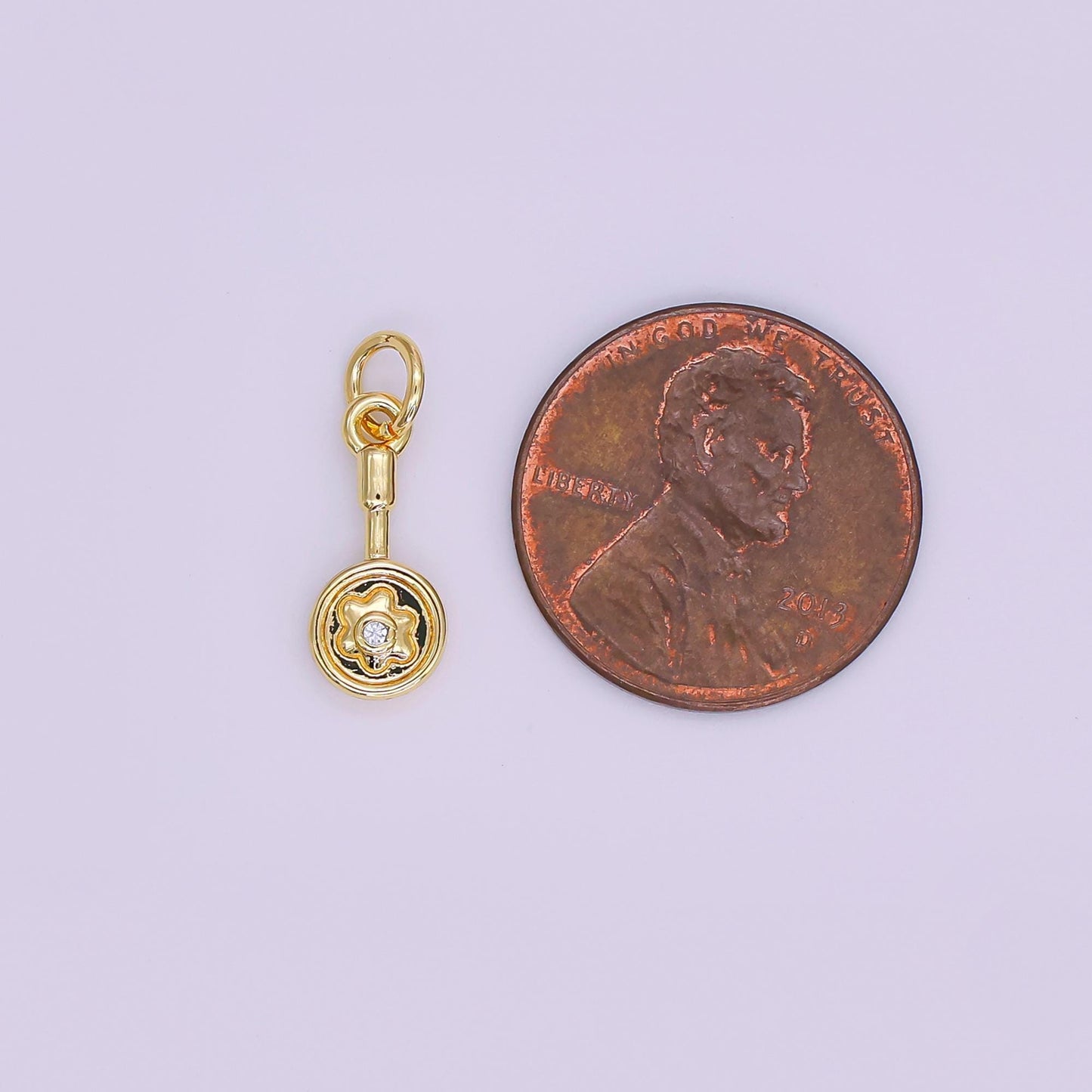 24K Gold Filled CZ Daisy Flower Handle Charm | H240