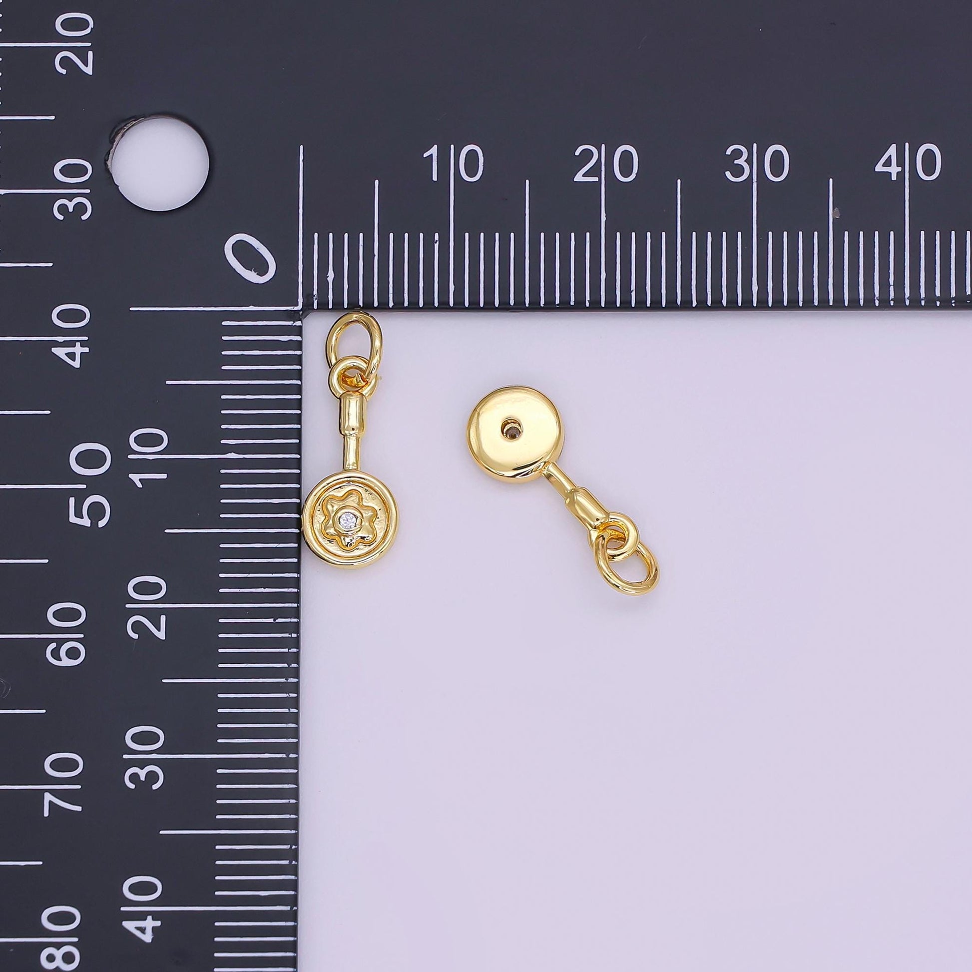 24K Gold Filled CZ Daisy Flower Handle Charm | H240