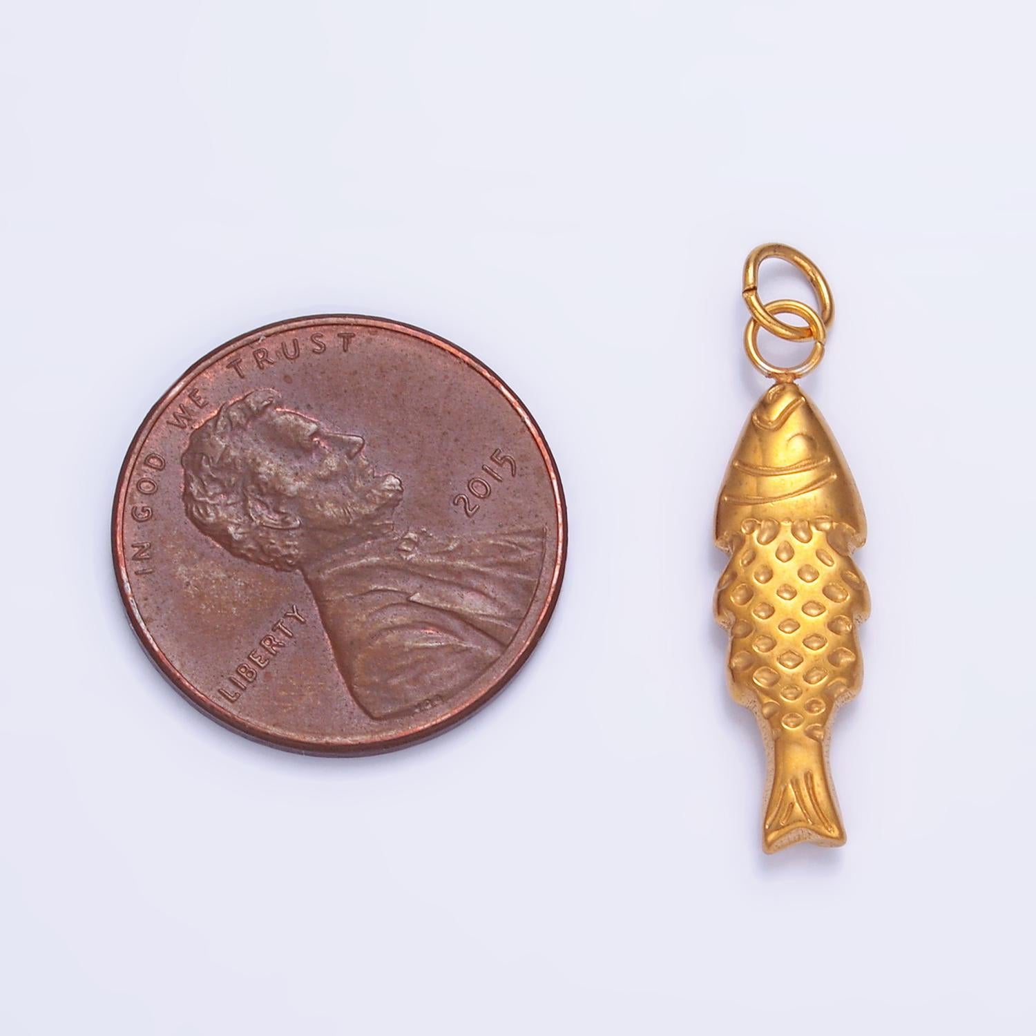 Stainless Steel 24mm Minimalist Fish 3D Multidimensional Charm | P628