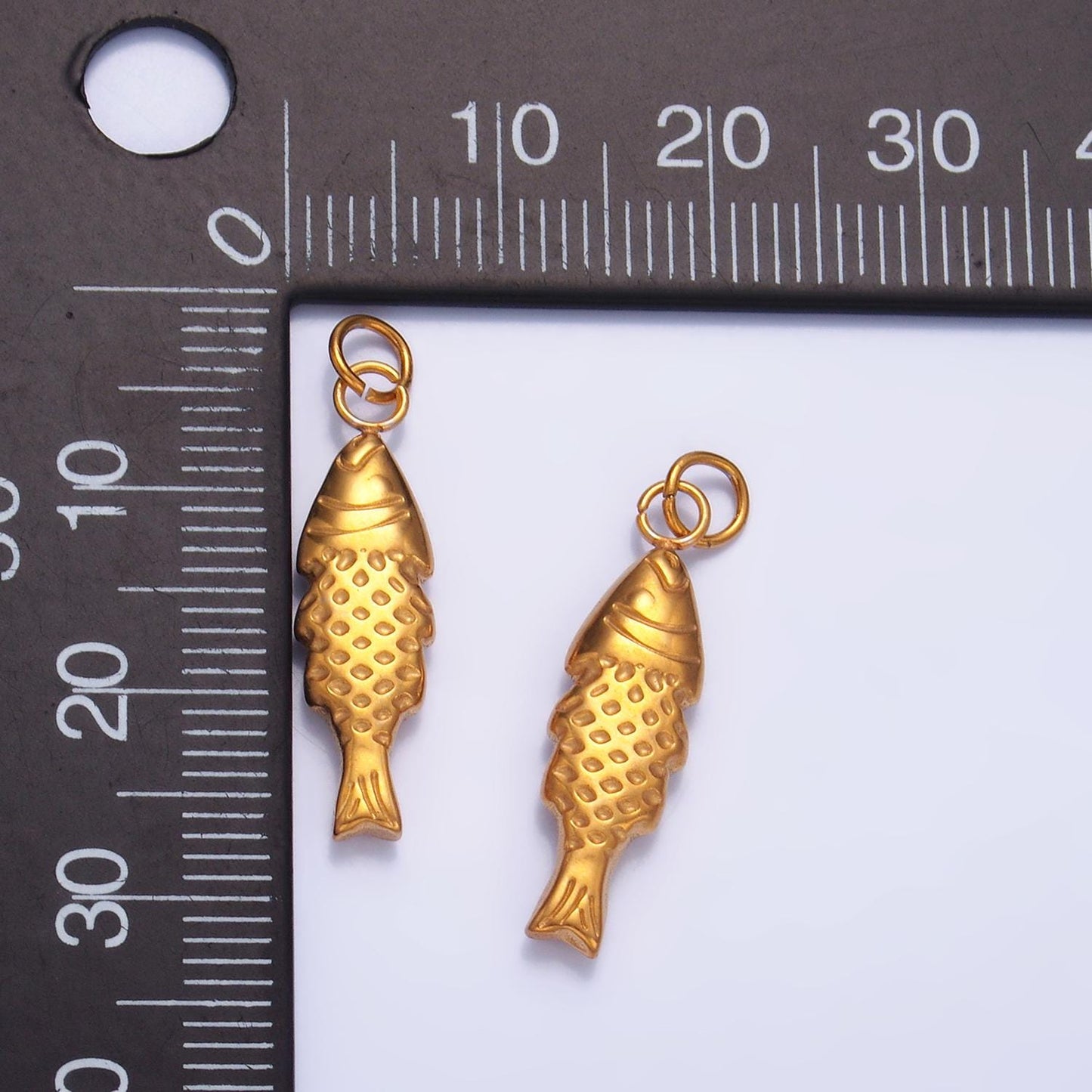 Stainless Steel 24mm Minimalist Fish 3D Multidimensional Charm | P628