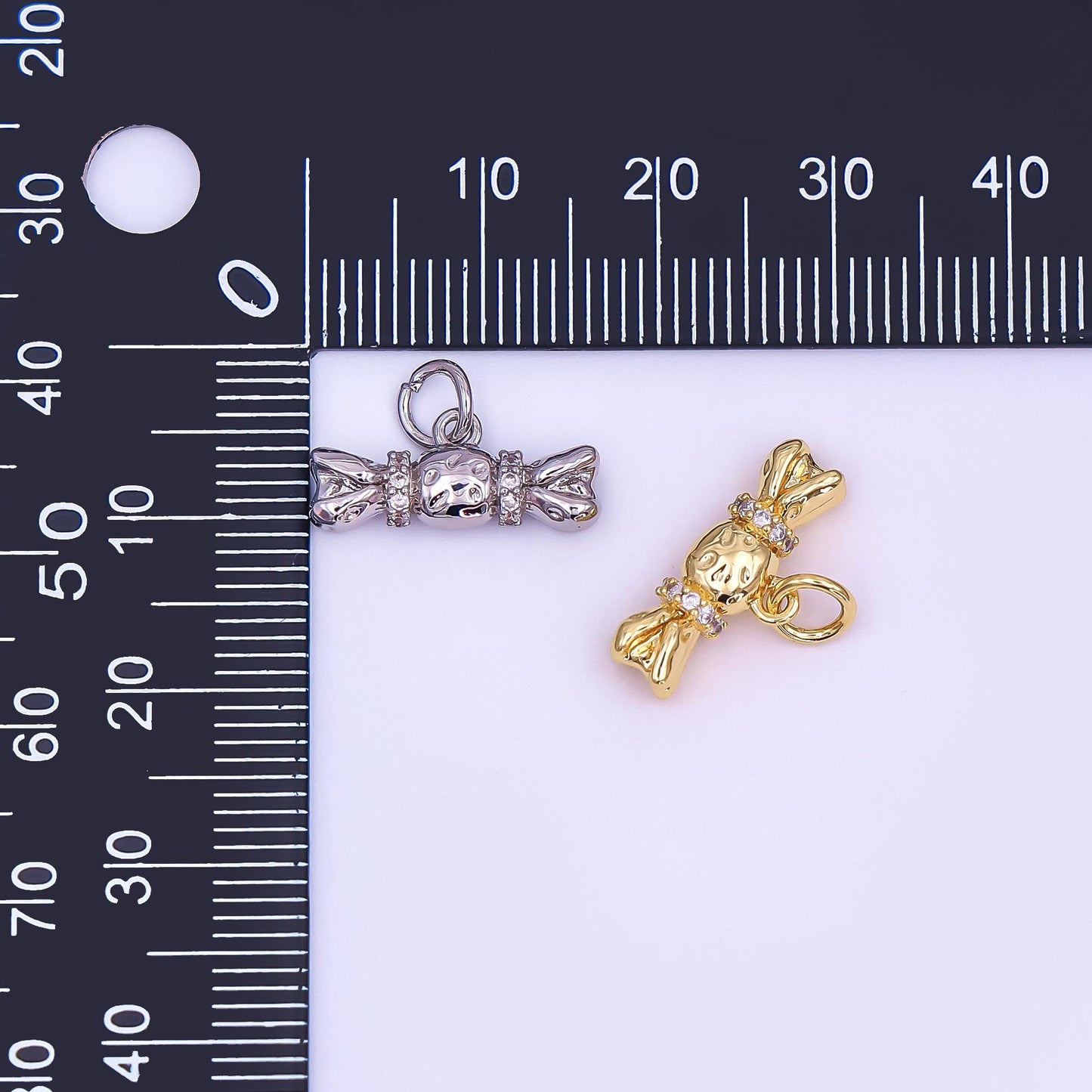 Mini Gold Candy Pendant 24K Gold Filled Charm Silver Candy Wrapper DIY Junk Food Bracelet Necklace Jewelry Making Findings Supply AF-485