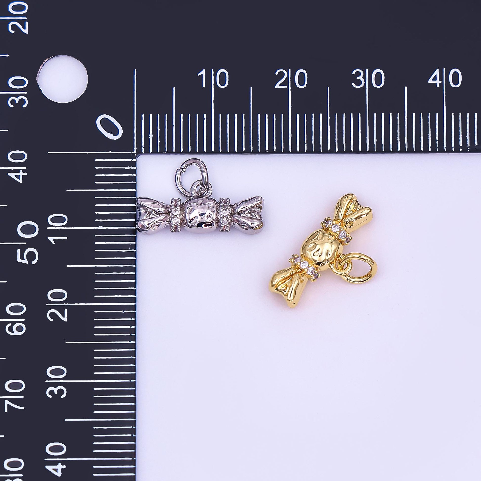 Mini Gold Candy Pendant 24K Gold Filled Charm Silver Candy Wrapper DIY Junk Food Bracelet Necklace Jewelry Making Findings Supply AF-485