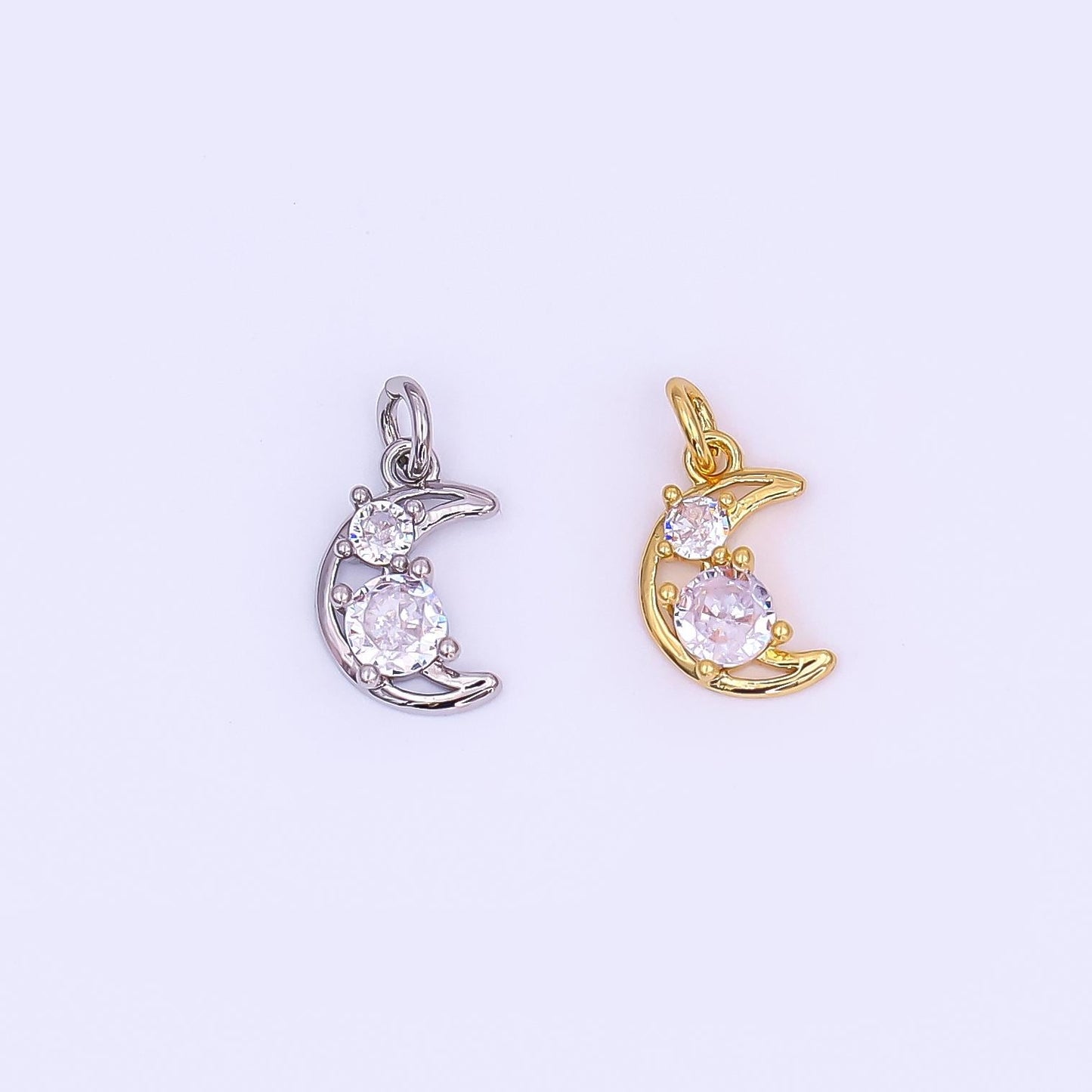 Mini Gold Moon Pendant 24K Gold Filled Charm Silver Crescent Moon DIY Celestial Bracelet Necklace Jewelry Making Findings Supply AF-492