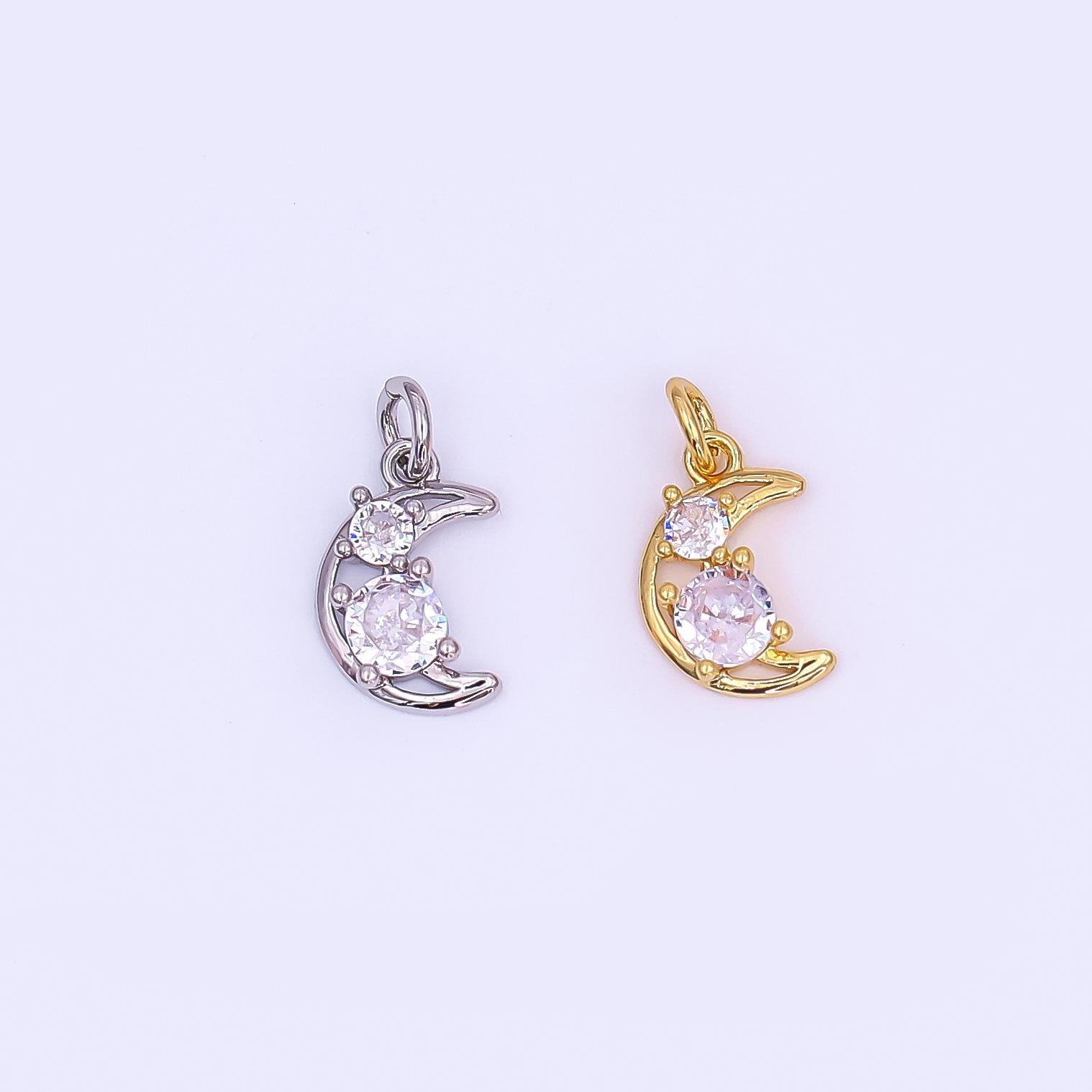 Mini Gold Moon Pendant 24K Gold Filled Charm Silver Crescent Moon DIY Celestial Bracelet Necklace Jewelry Making Findings Supply AF-492