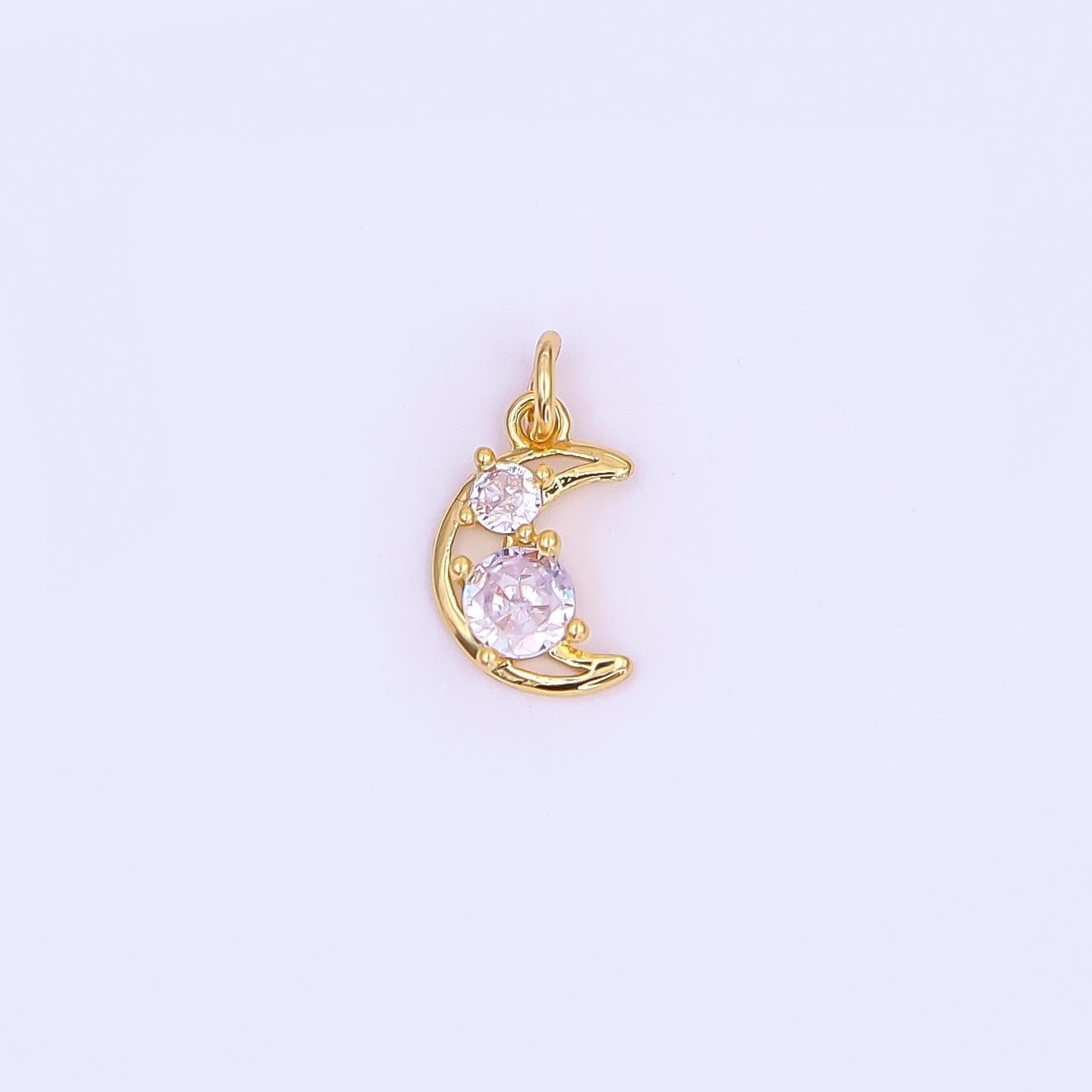 Mini Gold Moon Pendant 24K Gold Filled Charm Silver Crescent Moon DIY Celestial Bracelet Necklace Jewelry Making Findings Supply AF-492