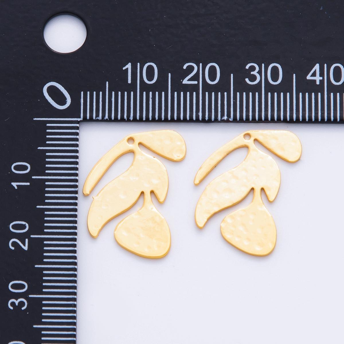 Gold Abstract Leaf Charms Hammered Earring Supply Modern Matisse Style Charms for DIY Earrings, Lightweight Jewelry Making Supplies Z-1170
