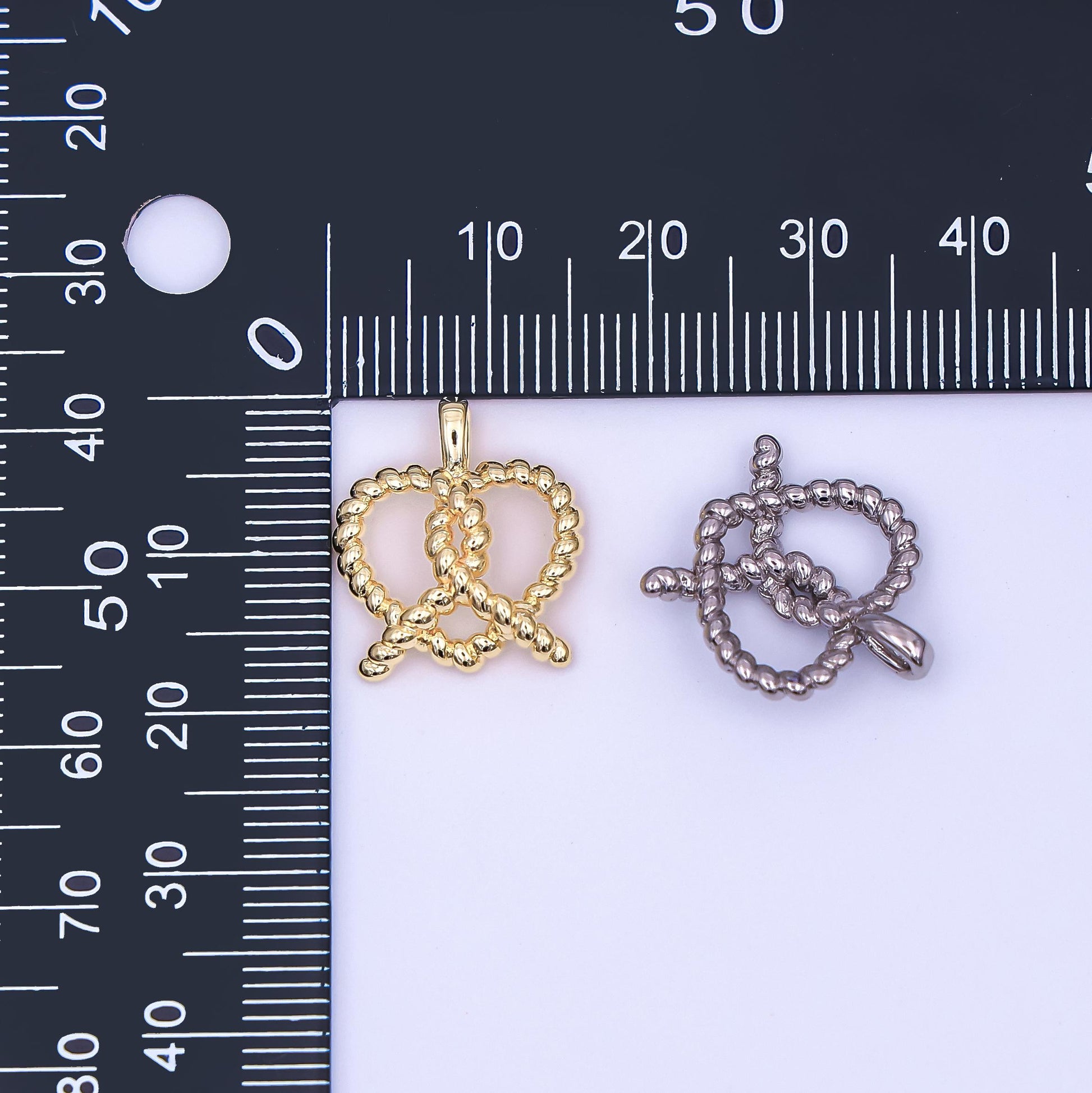Mini Twisted Rope Heart Minimalist 3D Pretzel Charm French Pastry 24K Gold Filled Food Charm for Bracelet Necklace Earring Charm | AH-465