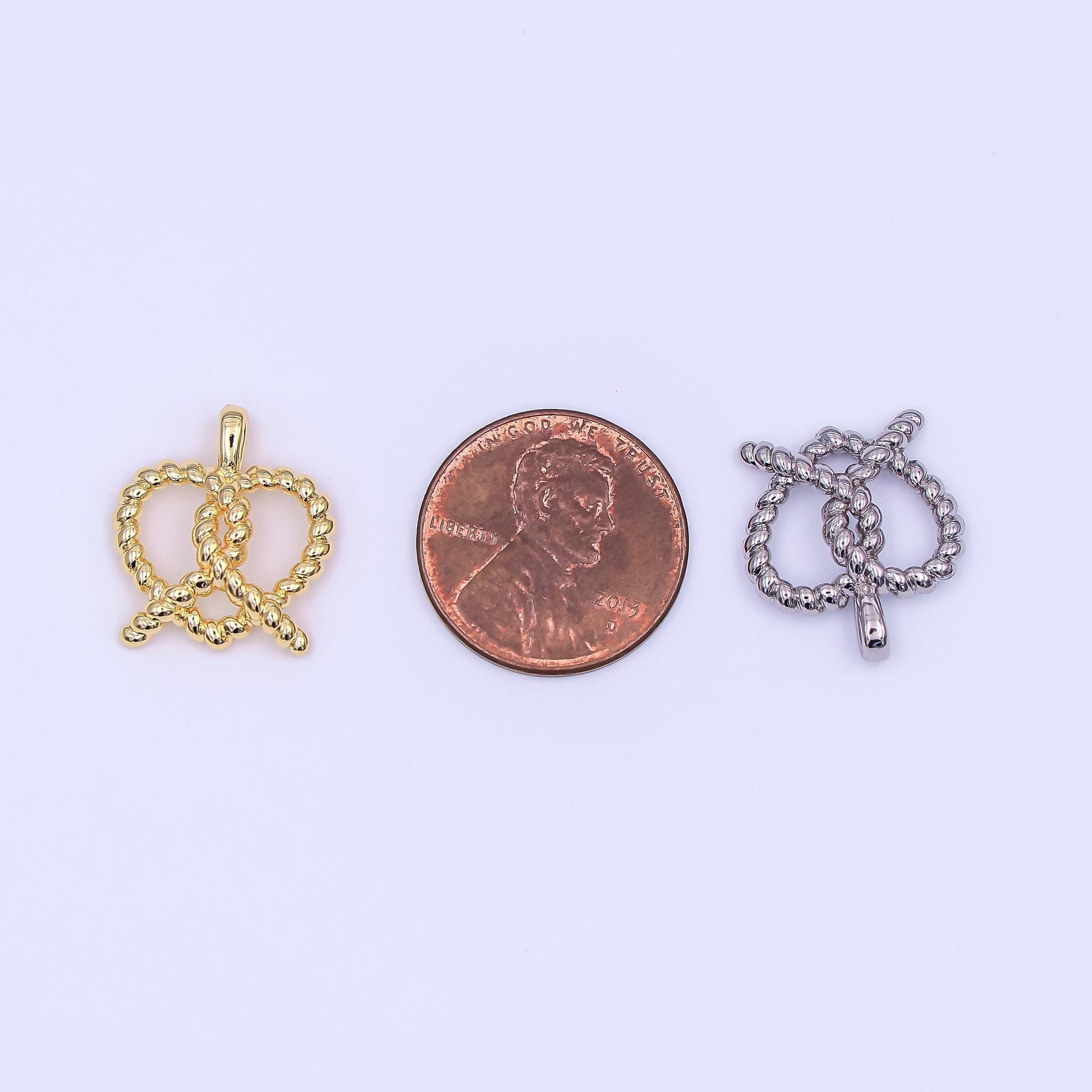 Mini Twisted Rope Heart Minimalist 3D Pretzel Charm French Pastry 24K Gold Filled Food Charm for Bracelet Necklace Earring Charm | AH-465