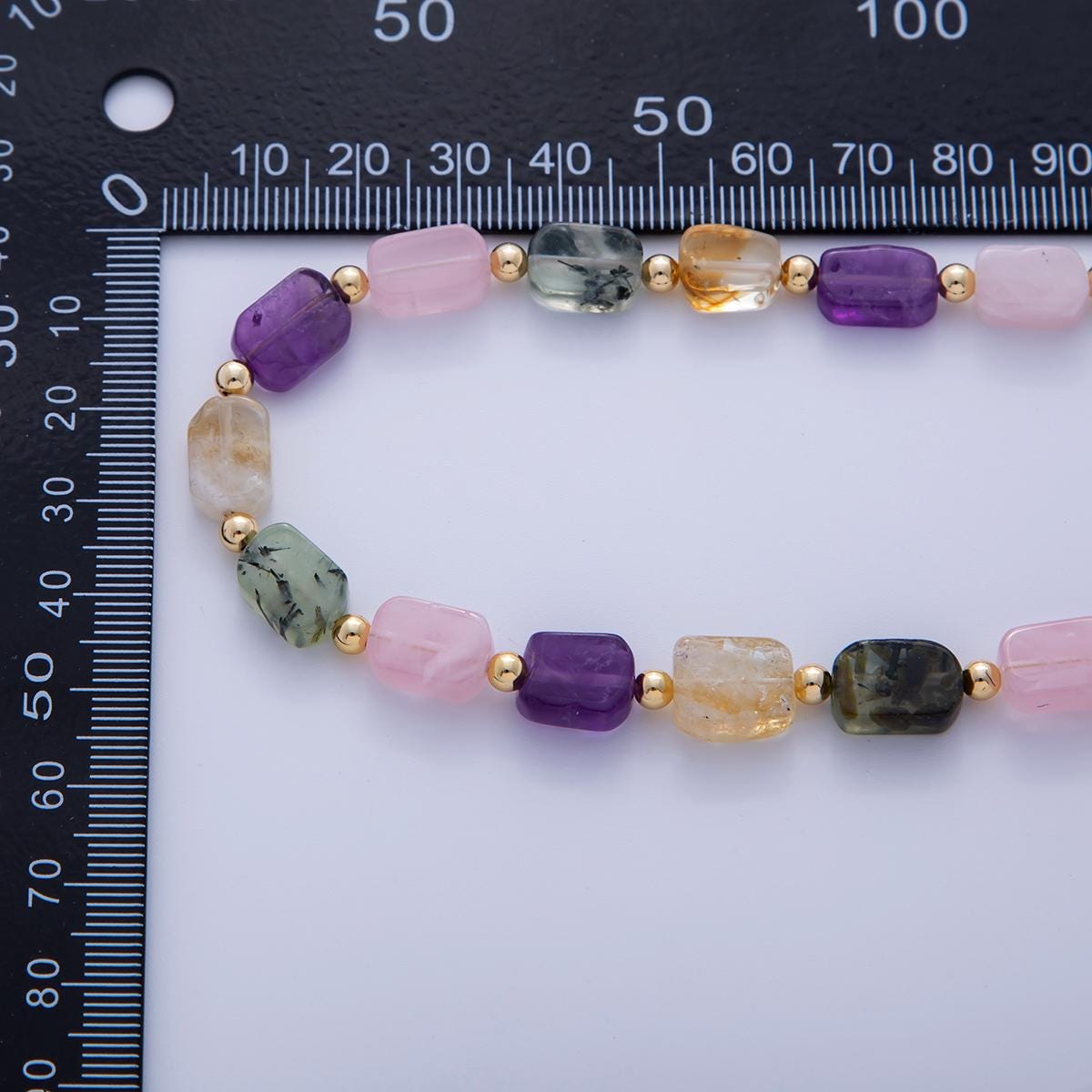 Chunky 4mm Mix Natural Gemstone Bead 17 Inch Handmade 18K Gold Filled Beaded Necklace | WA-3176