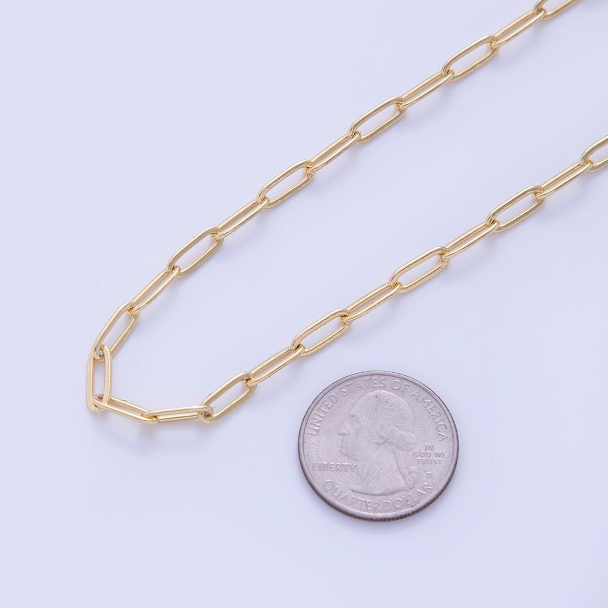 16K Gold Filled 4mm Minimalist Paperclip Unfinished Chain by Yard | Roll-1574