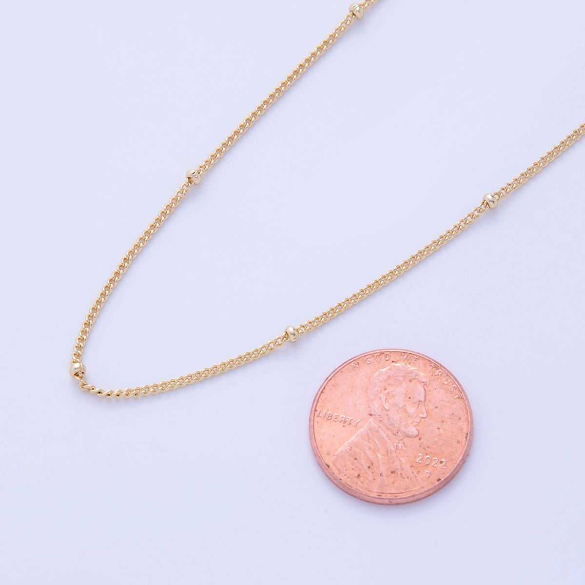 16K Gold Filled 2mm Minimalist Curb Satellite Unfinished Chain by Yard | Roll-1575
