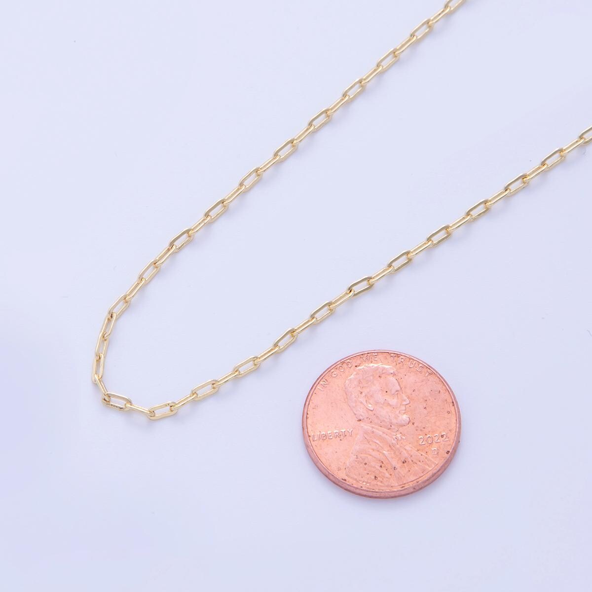 16K Gold Filled 1.7mm Minimalist Paperclip Unfinished Chain by Yard | Roll-1578