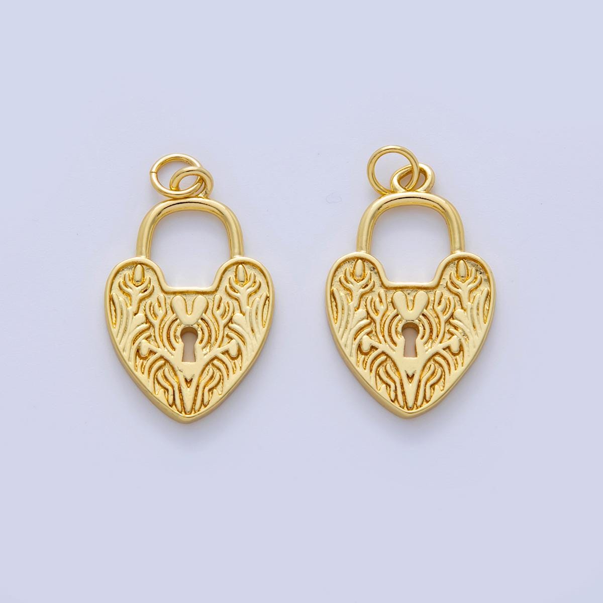 18K Gold Filled Artisan Heart Padlock Charm | AF324