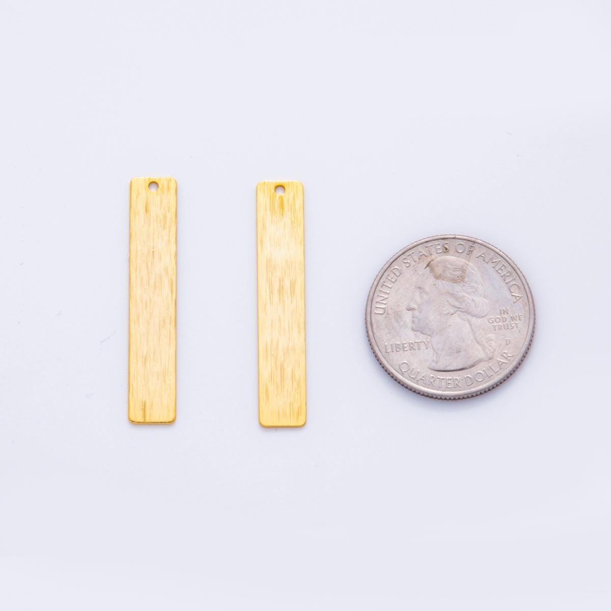 Dainty Gold Rectangle Bar Charms Brushed Metal Earring Findings Long Vertical Dangle Components for DIY Jewelry Making Z-1172