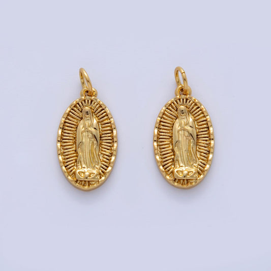 18K Gold Filled Our Lady Guadalupe Mother Mary Oval Charm | AF326