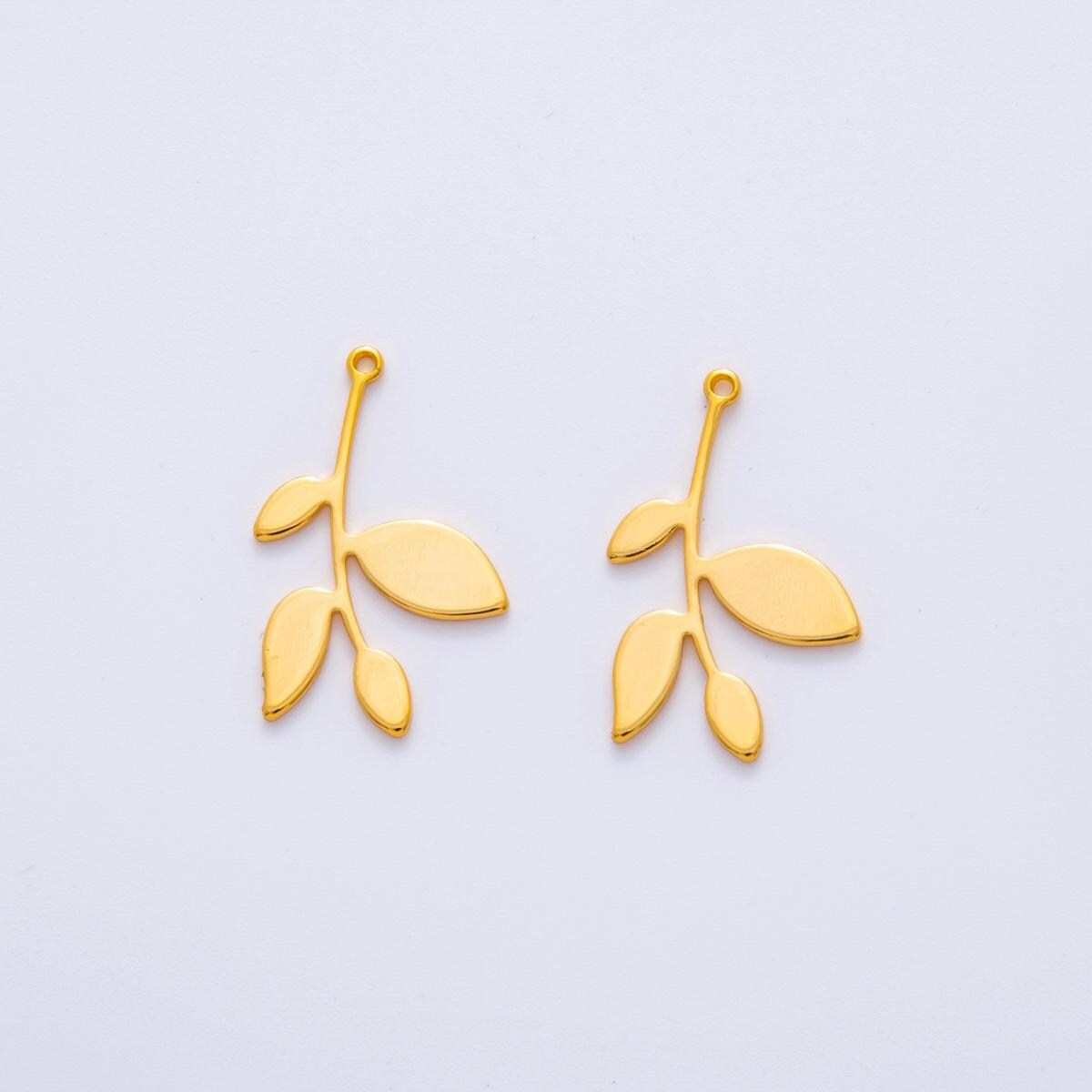 Gold Olive Leaf Charms Hammered Earring Supply Modern Matisse Style Charms for DIY Earrings, Lightweight Jewelry Making Supplies Z-1174