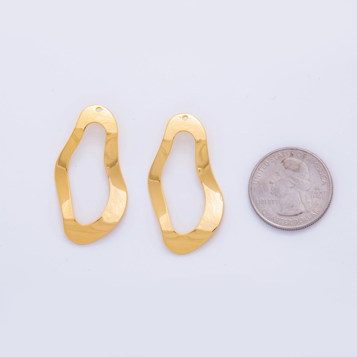 Dainty Gold Molten Abstract Charms Geometric Oblong Gold Earring Findings Dangle Charm for Earring Components DIY Jewelry Making Z-1179