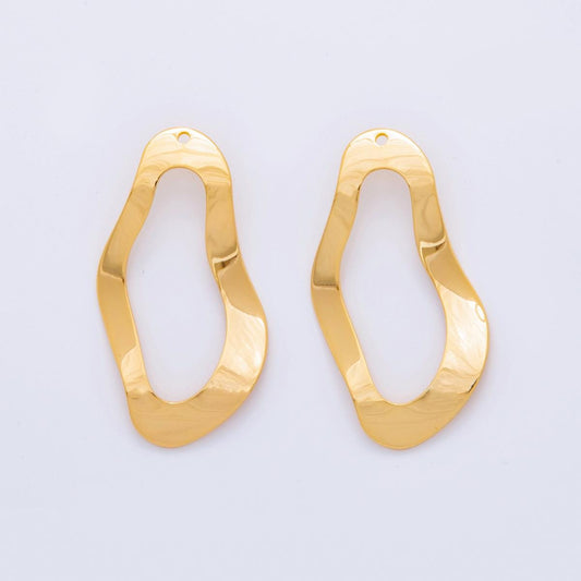 Dainty Gold Molten Abstract Charms Geometric Oblong Gold Earring Findings Dangle Charm for Earring Components DIY Jewelry Making Z-1179