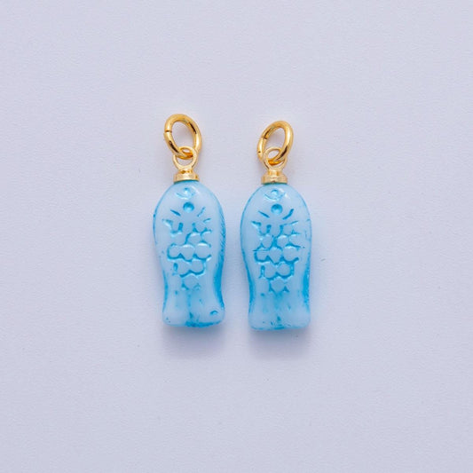 18K Gold Filled Blue Scaled Fish Mini Charm | M861