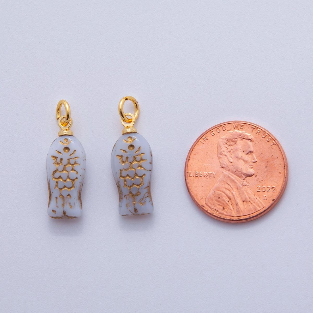 18K Gold Filled Grey Scaled Fish Mini Charm | M874