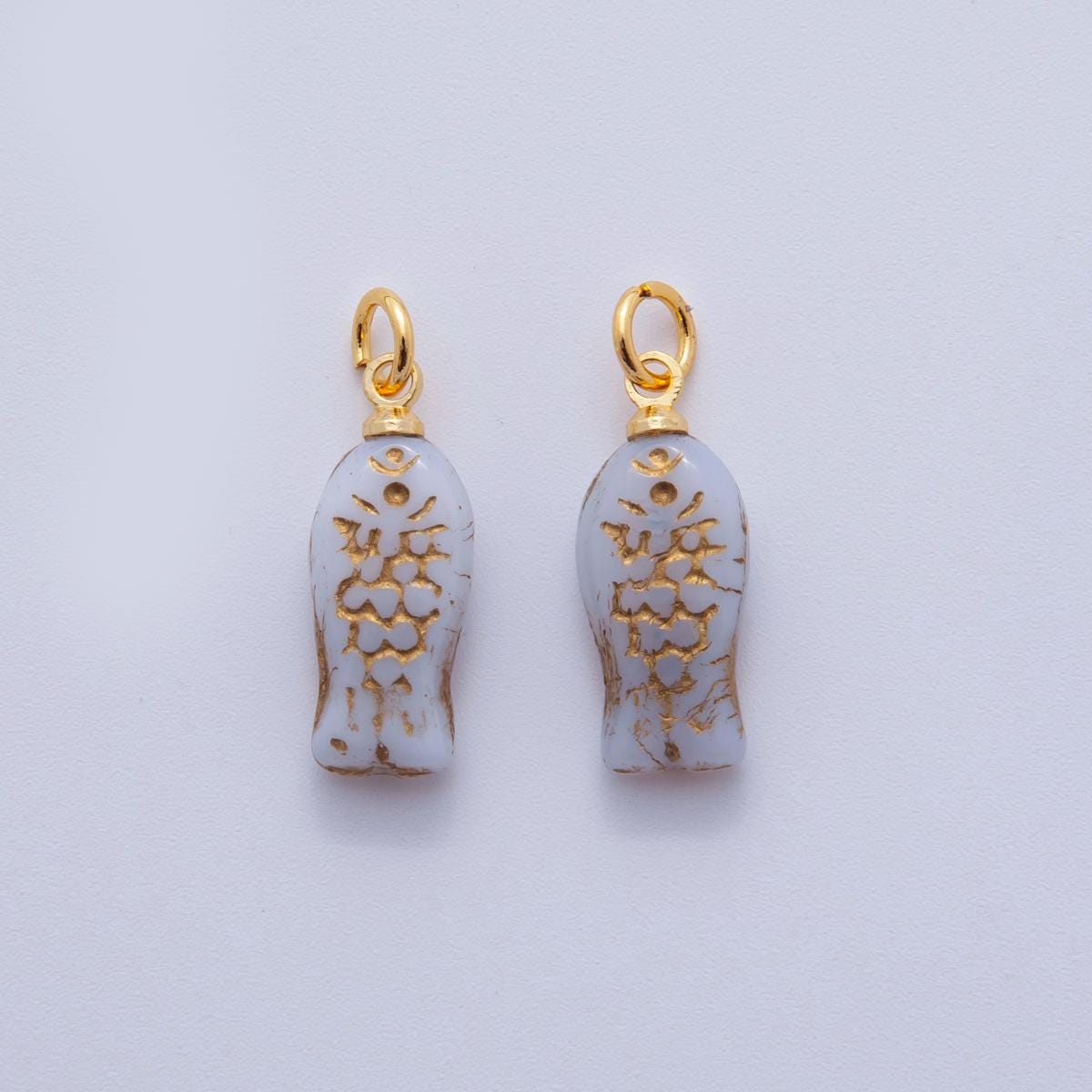 18K Gold Filled Grey Scaled Fish Mini Charm | M874