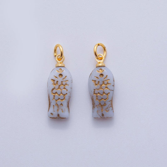 18K Gold Filled Grey Scaled Fish Mini Charm | M874