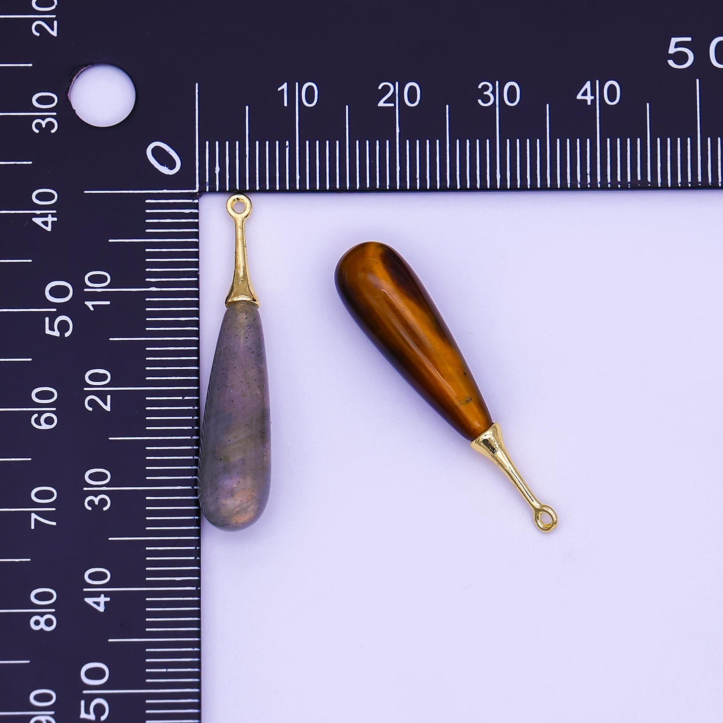 Teardrop Gemstone Charms with Gold Filled Cap – Mixed Stone Drop Pendants for Necklace or Earring Making – DIY Jewelry Supplies N-125