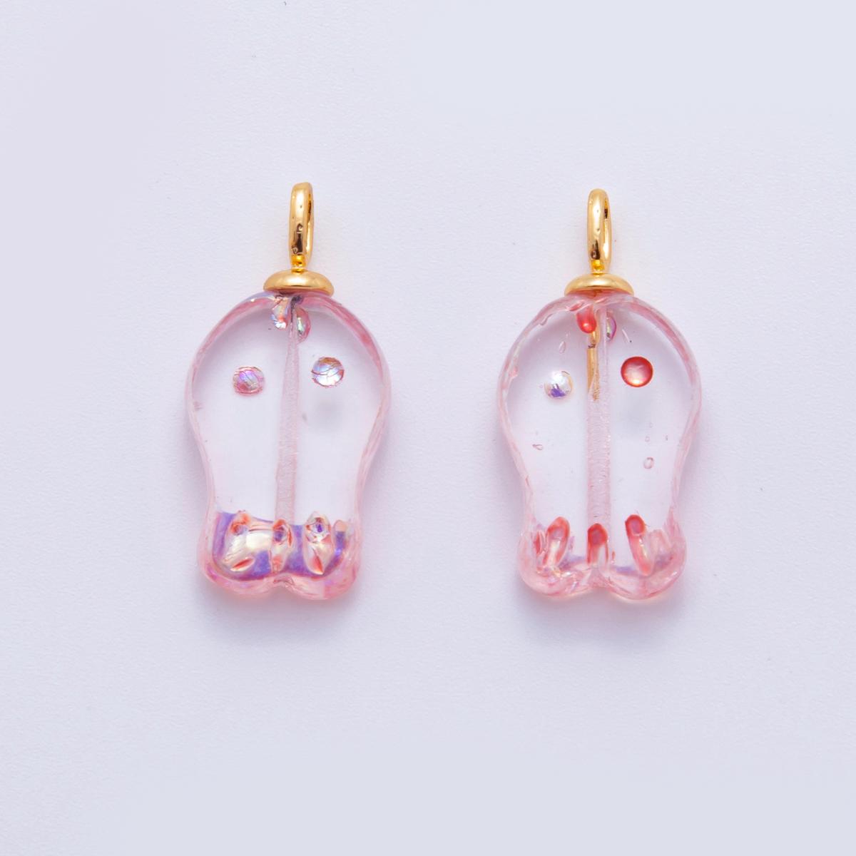 18K Gold Filled Clear Pink Foil Fish Mini Charm | AF293