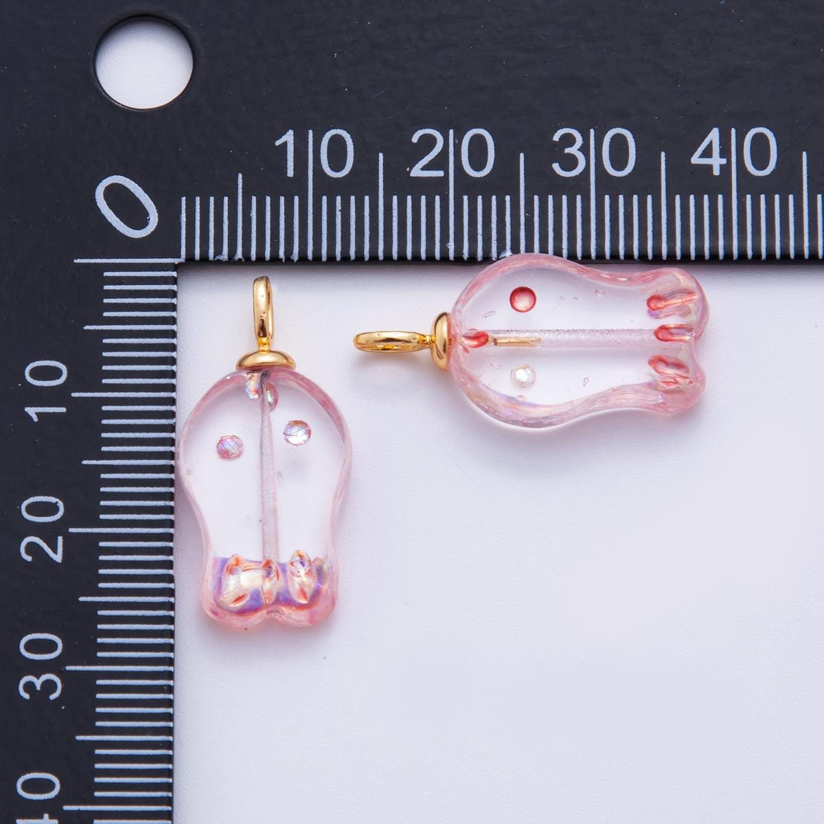18K Gold Filled Clear Pink Foil Fish Mini Charm | AF293