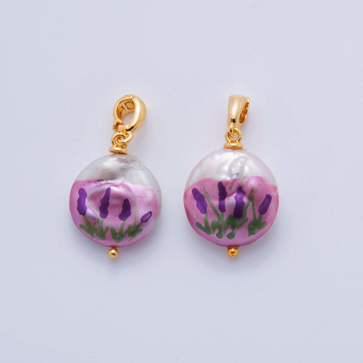 18K Gold Filled Tulip Flower Freshwater Pearl Pendant | AH706