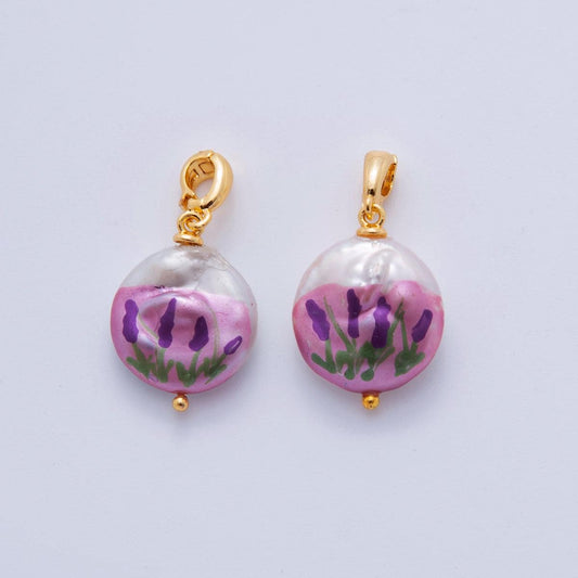 18K Gold Filled Tulip Flower Freshwater Pearl Pendant | AH706