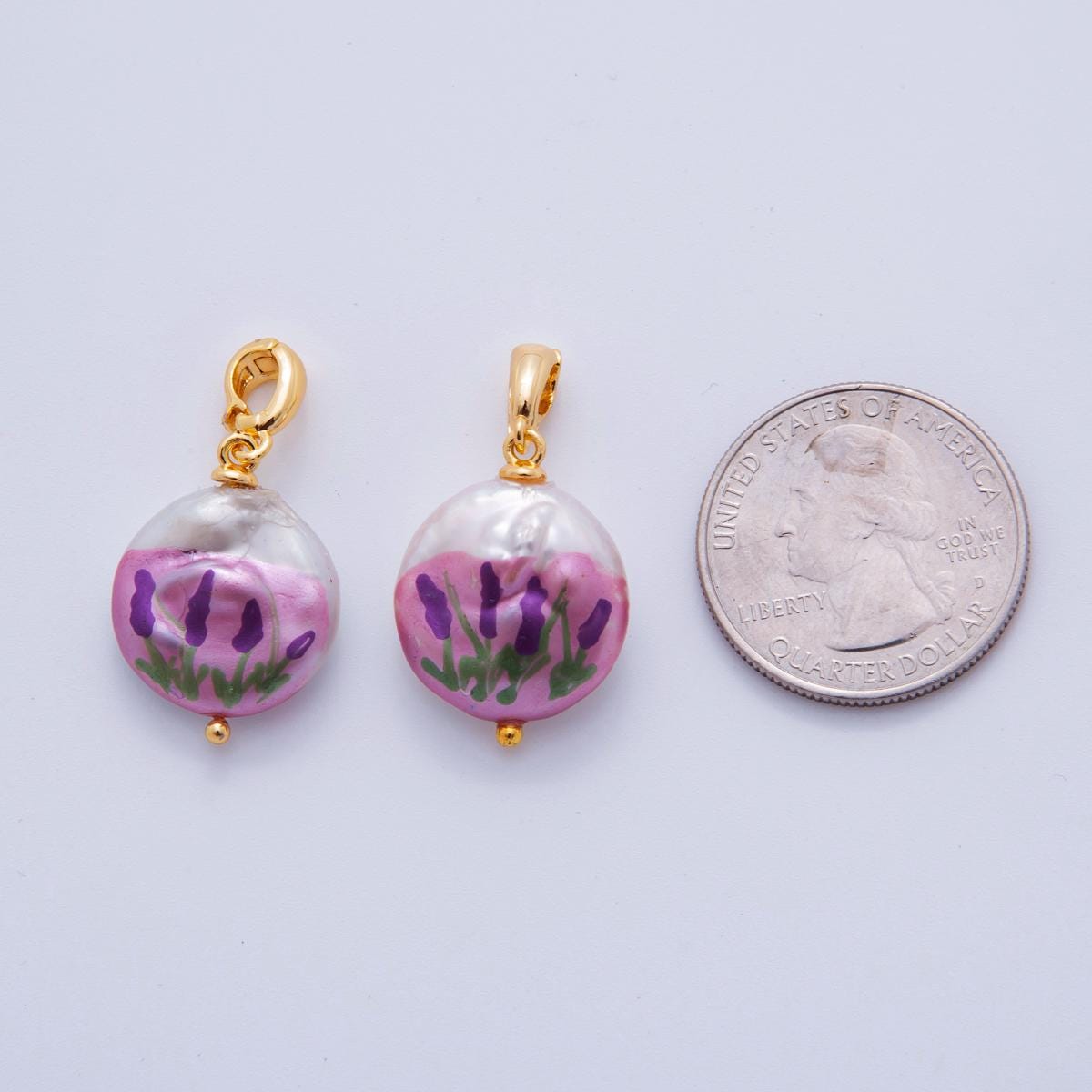 18K Gold Filled Tulip Flower Freshwater Pearl Pendant | AH706