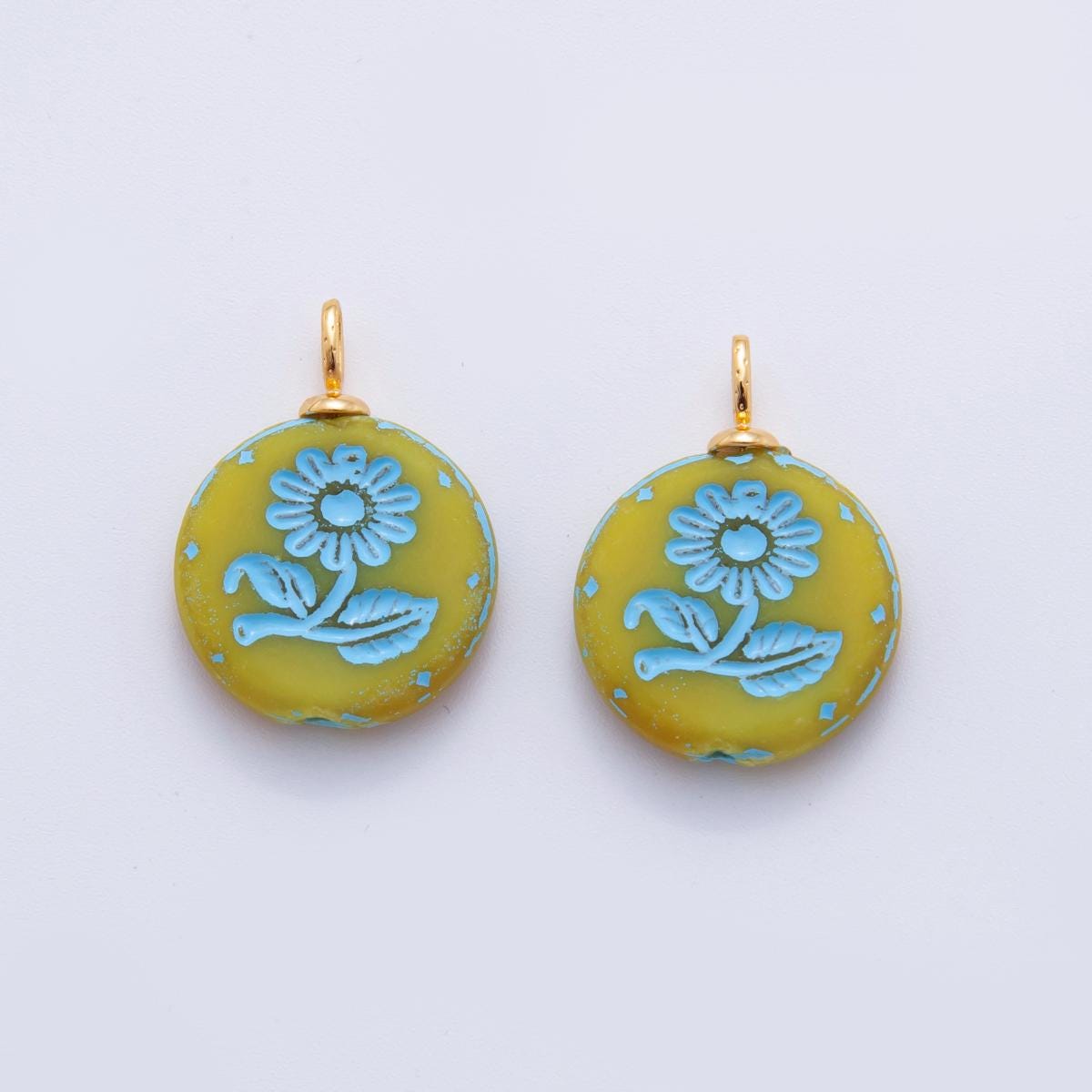 Gold Acrylic Charms Sun Flower Charm Pendant Floral Bracelet Necklace for DIY Jewelry Making Supply AF-721