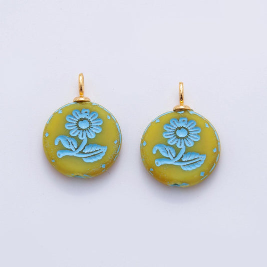 Gold Acrylic Charms Sun Flower Charm Pendant Floral Bracelet Necklace for DIY Jewelry Making Supply AF-721